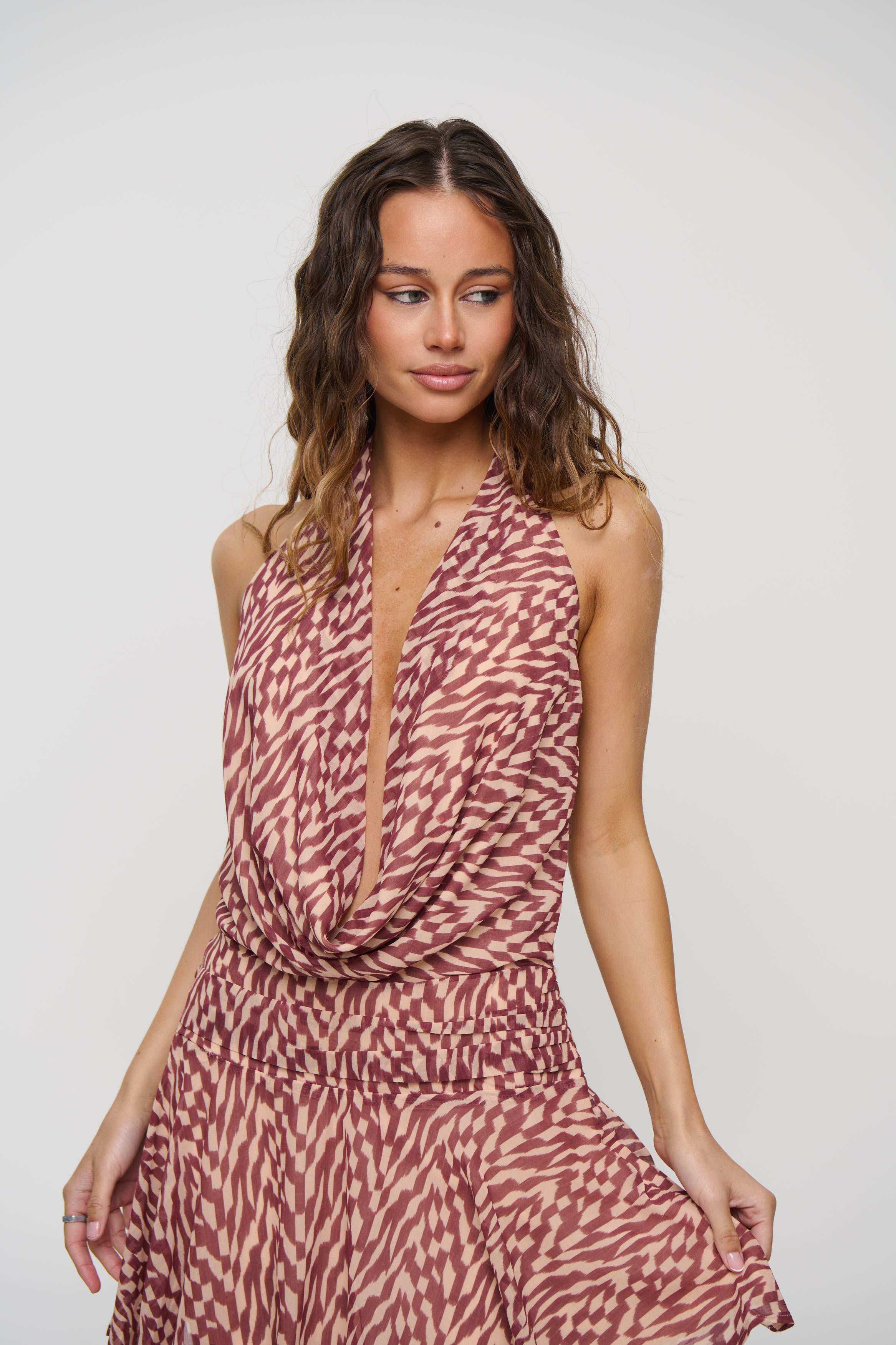Aurelia Mini Dress Brown Print
