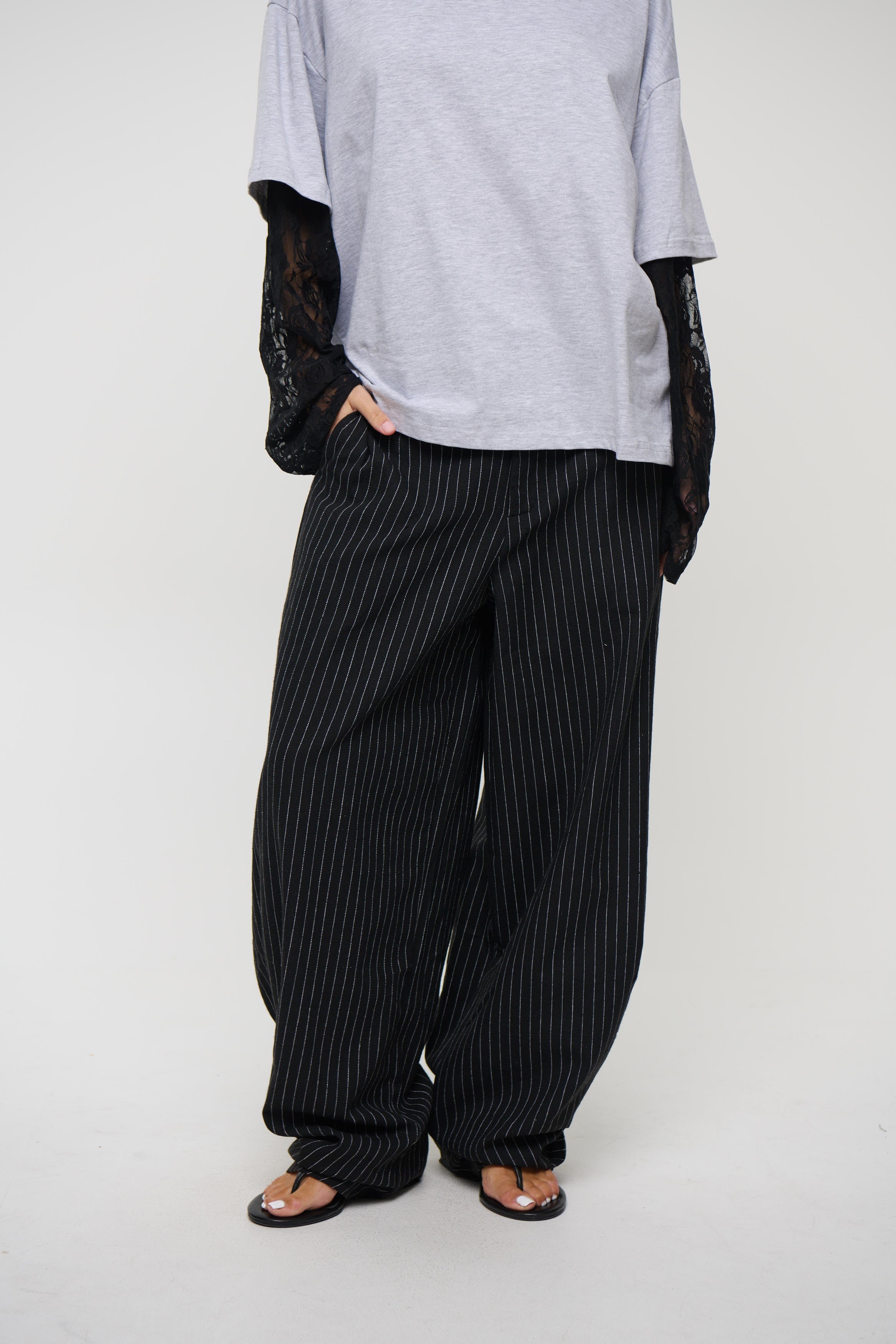 Romley Pinstripe Pant Black