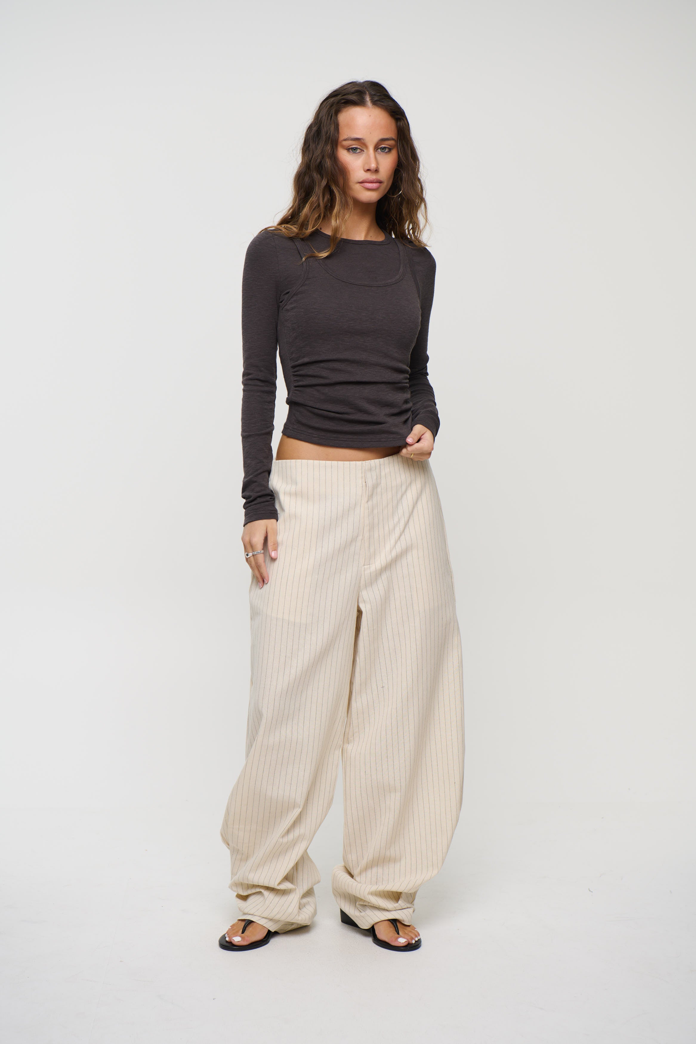Cristina Layered Long Sleeve Dark Grey