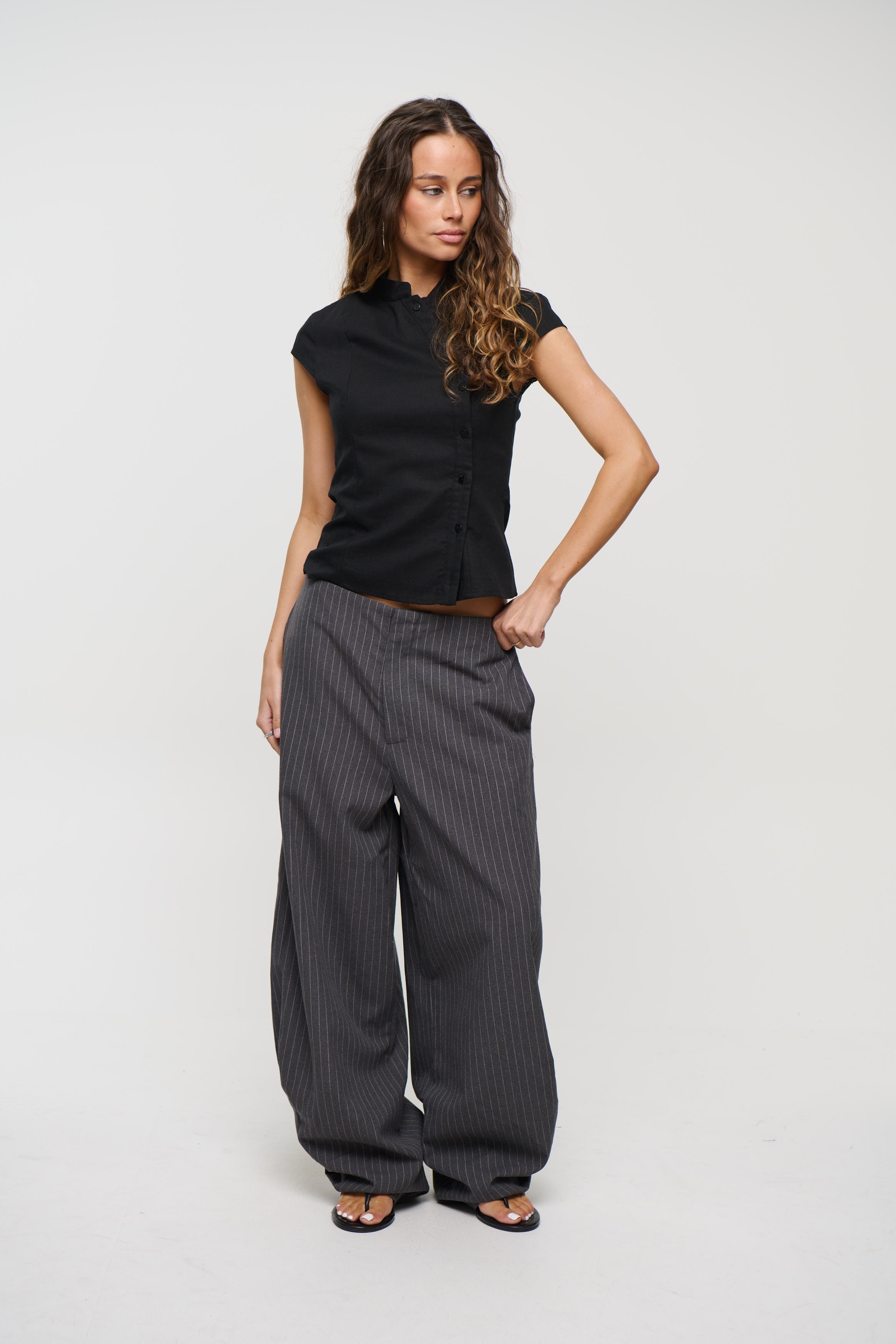 Romley Pinstripe Pant Charcoal