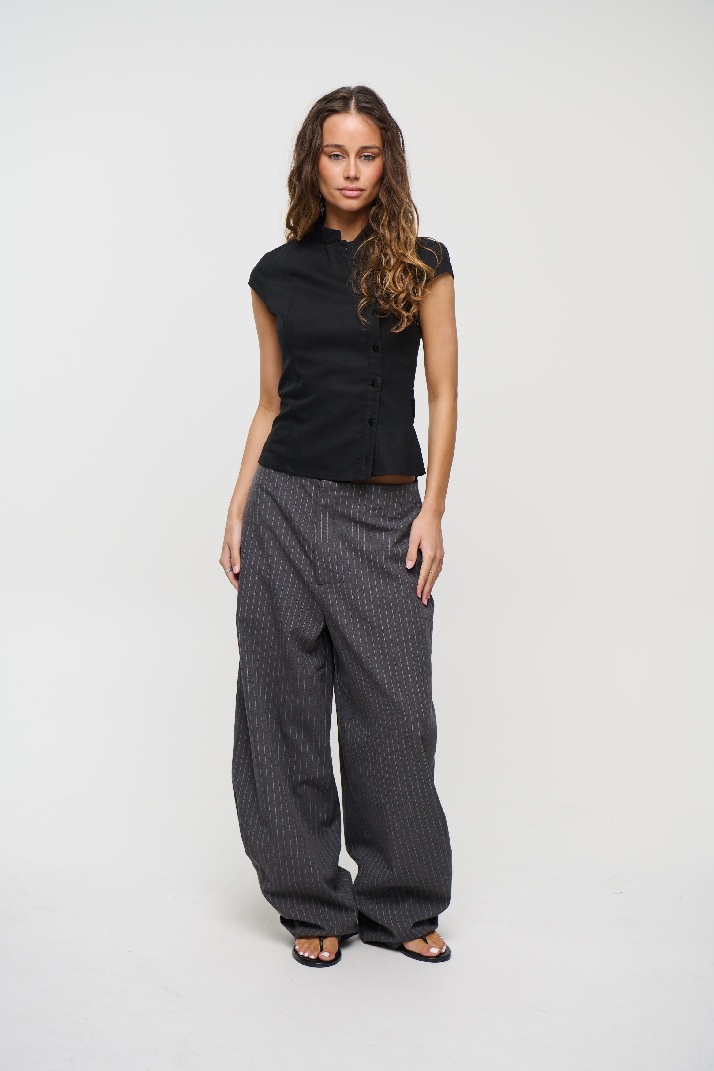 Romley Pinstripe Pant Charcoal