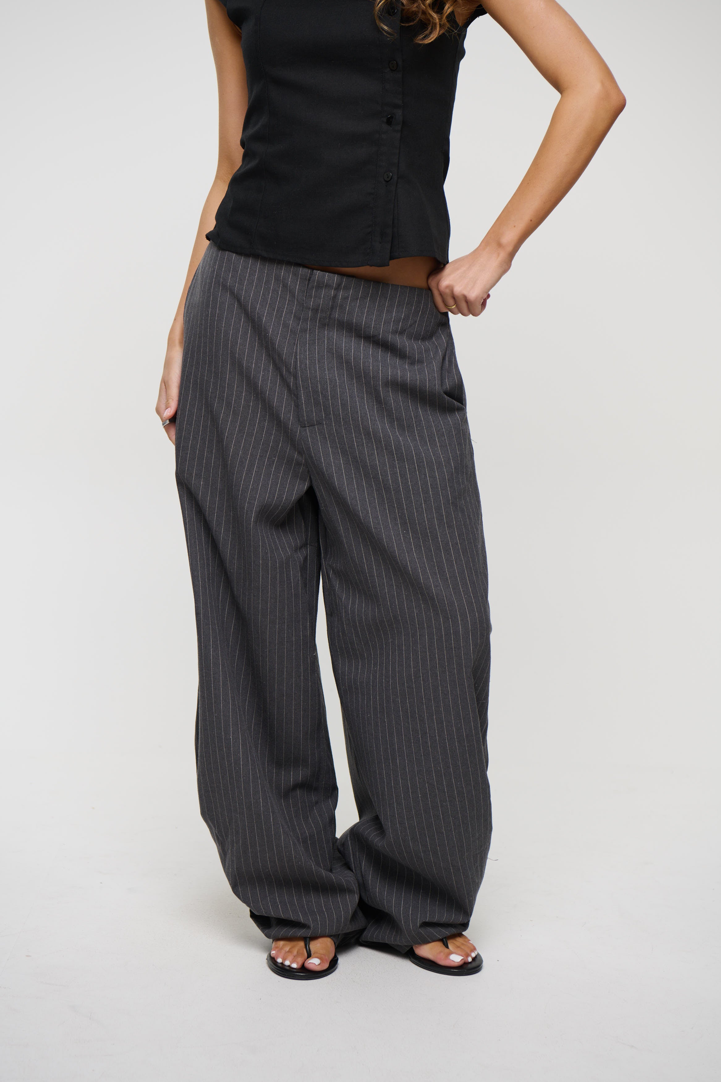 Romley Pinstripe Pant Charcoal