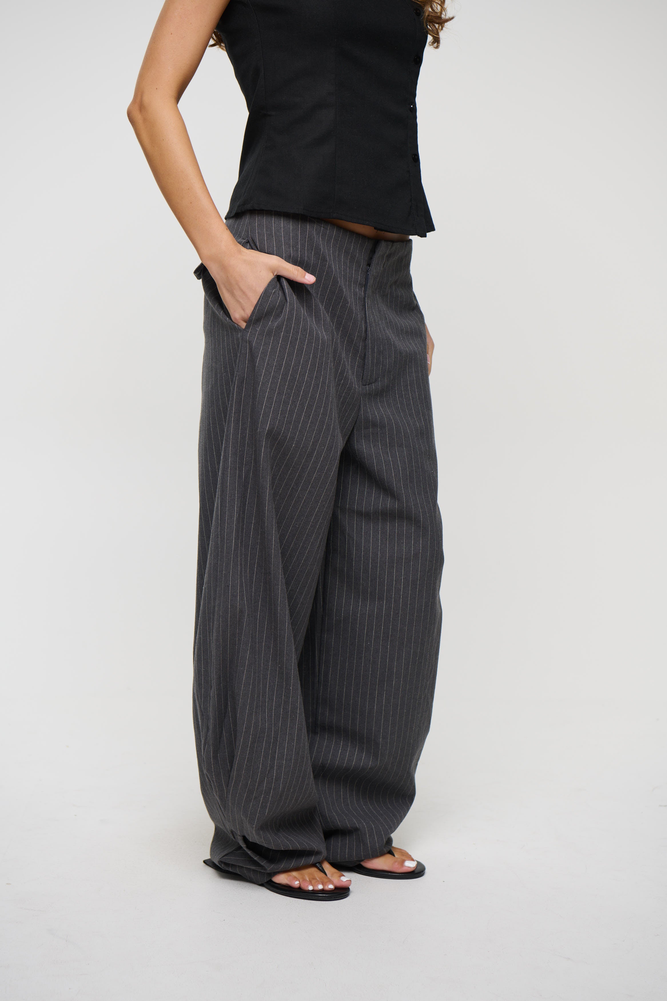 Romley Pinstripe Pant Charcoal
