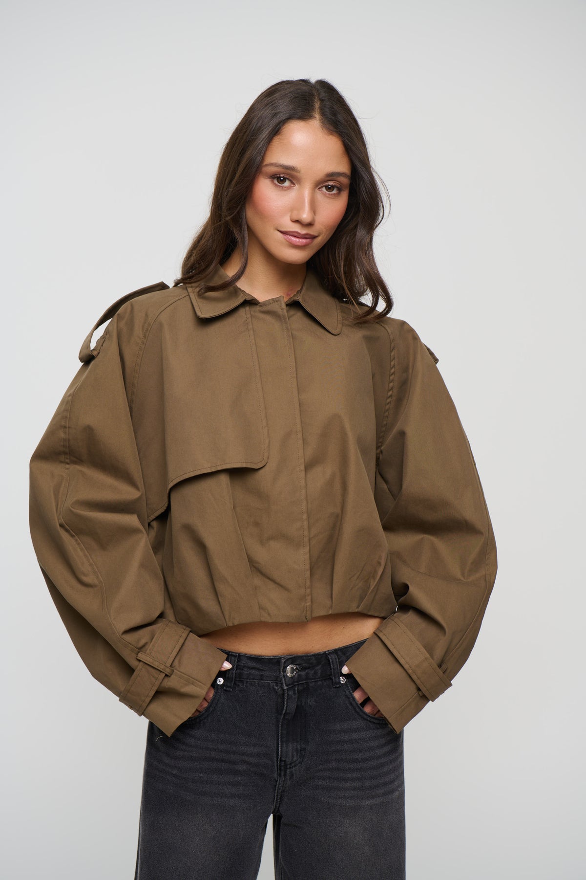 Tessa Cropped Trench Mocha