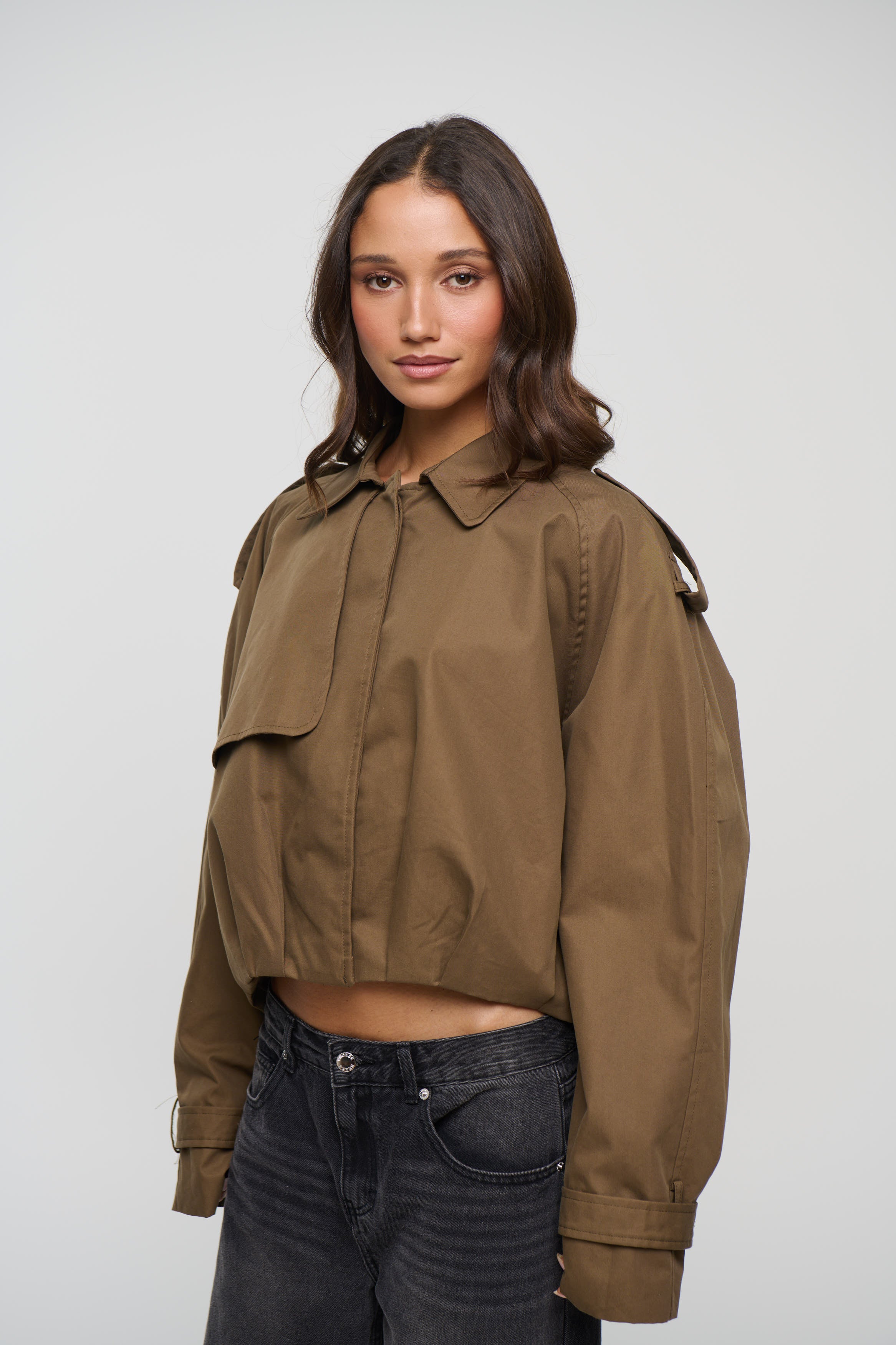 Tessa Cropped Trench Mocha
