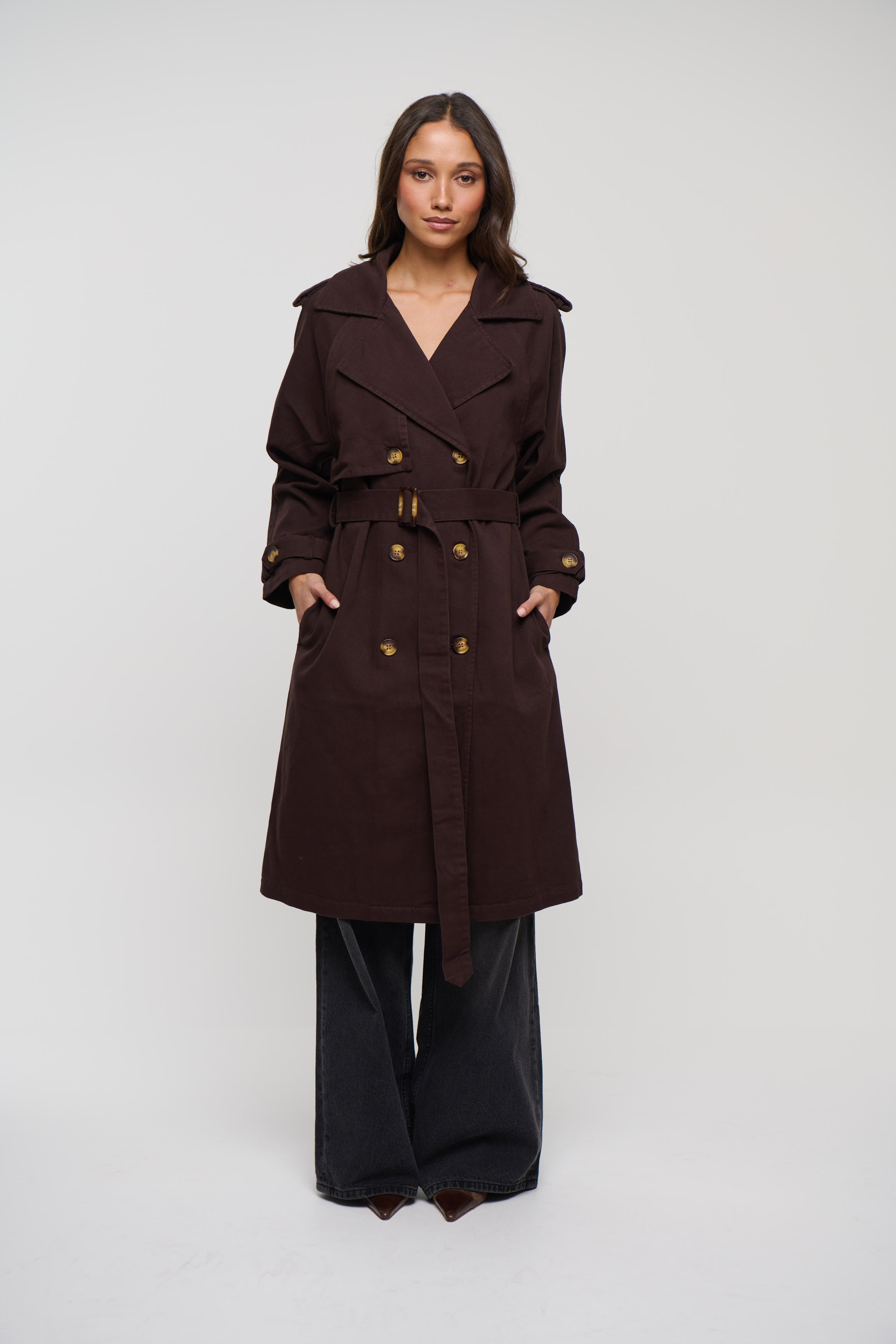 Valencia Denim Trench Chocolate
