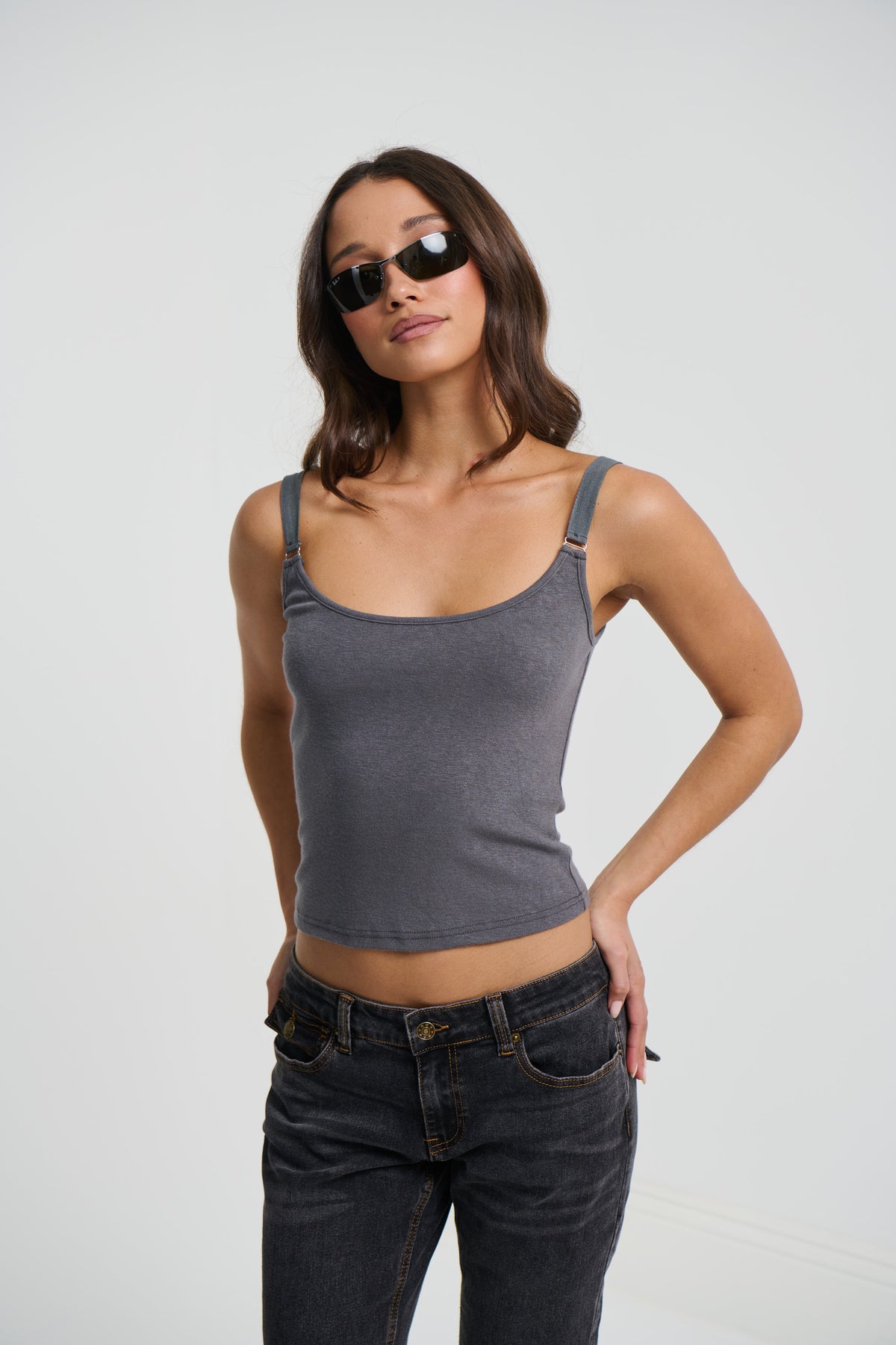 Hazel Singlet Charcoal