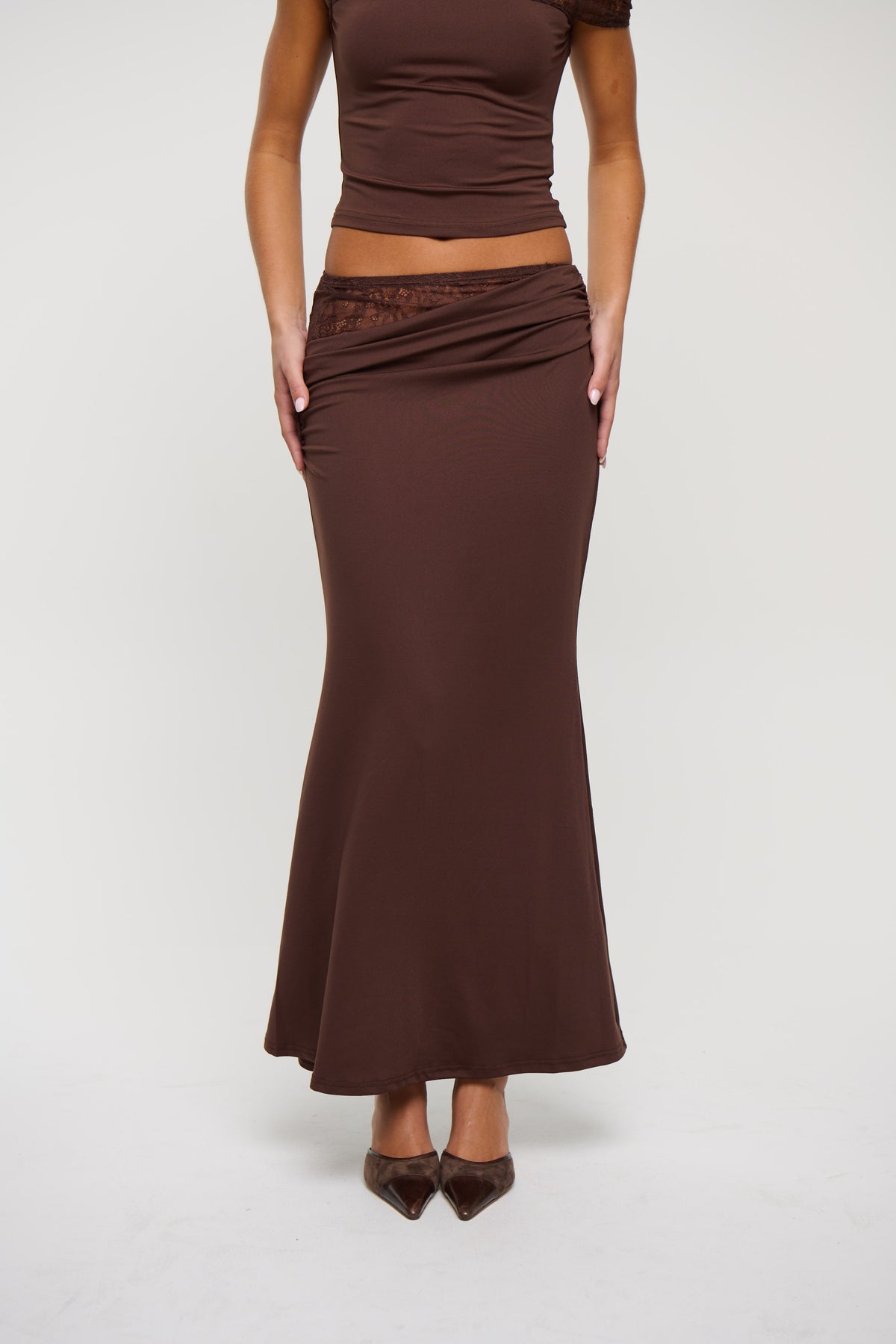 Monique Lace Skirt Chocolate