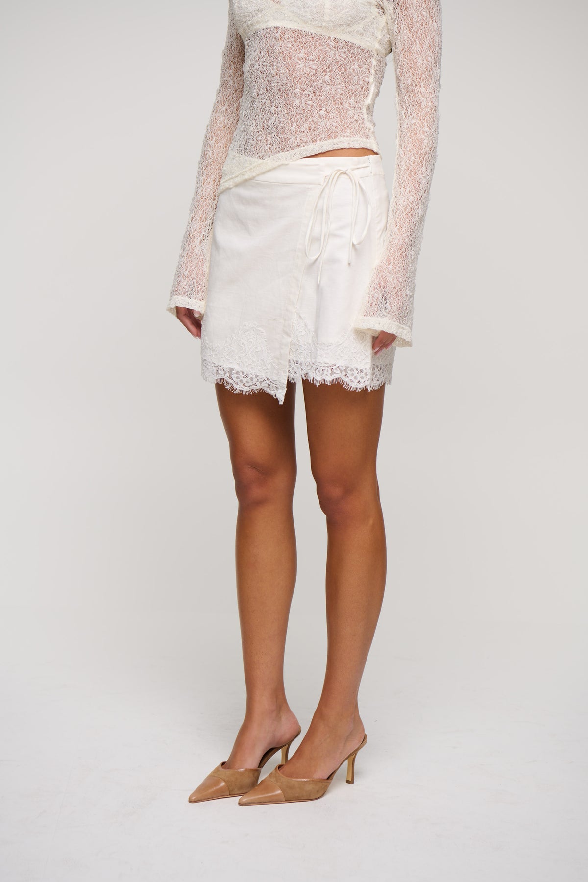Amalia Lace Mini Skirt White