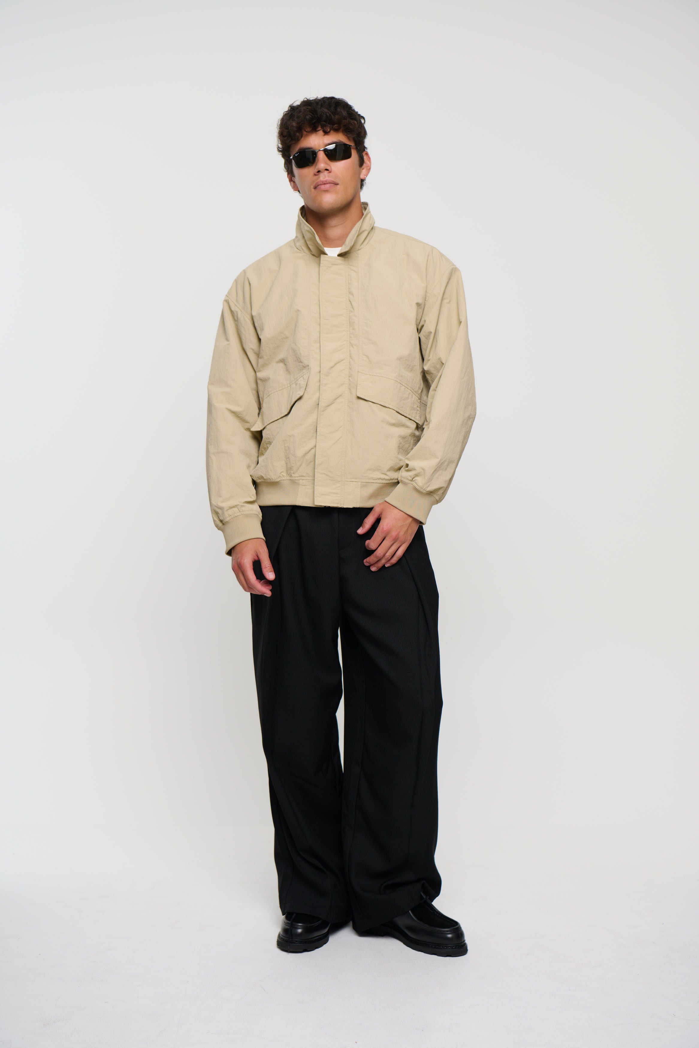 Evans Ribbed Bomber Beige