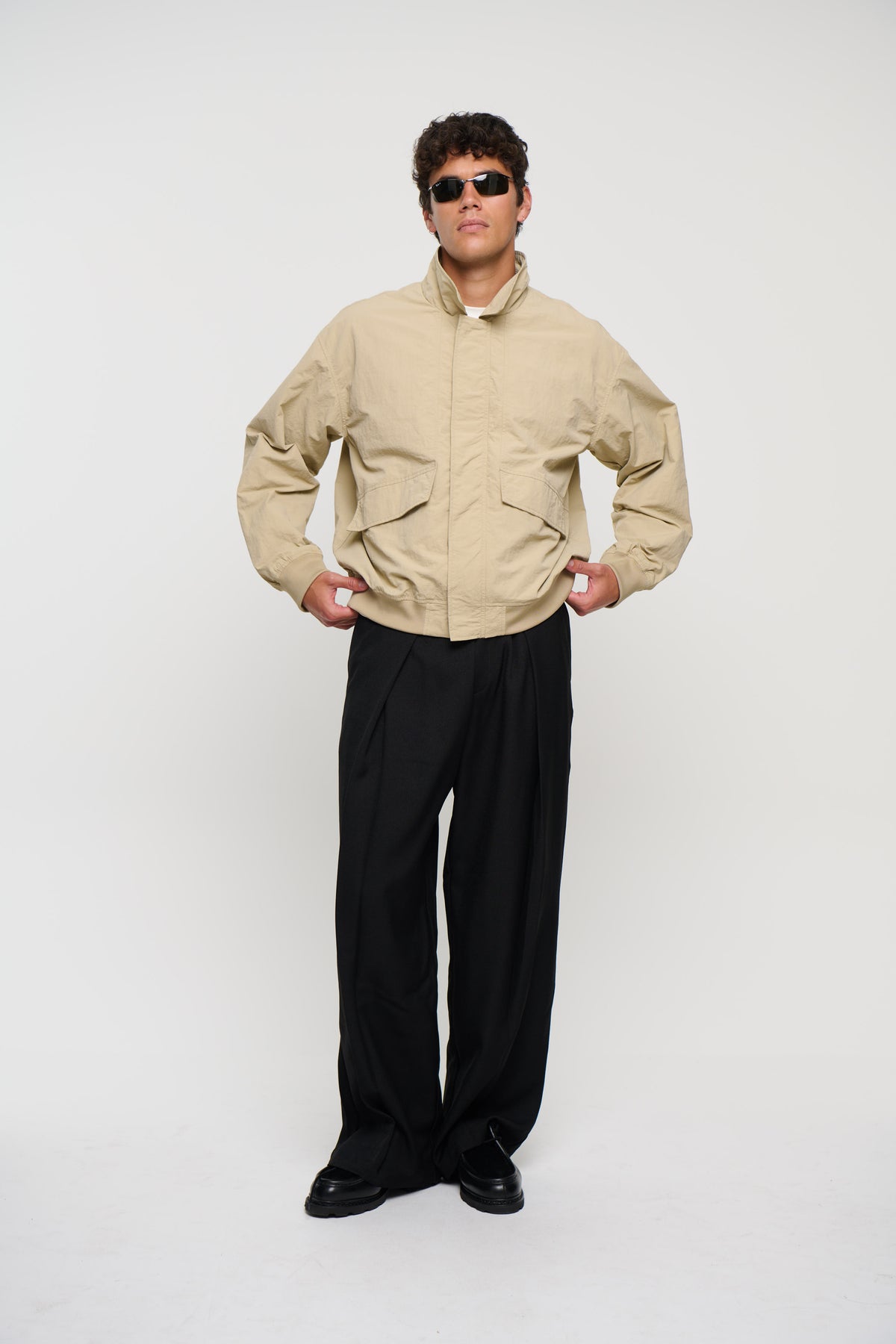 Evans Ribbed Bomber Beige