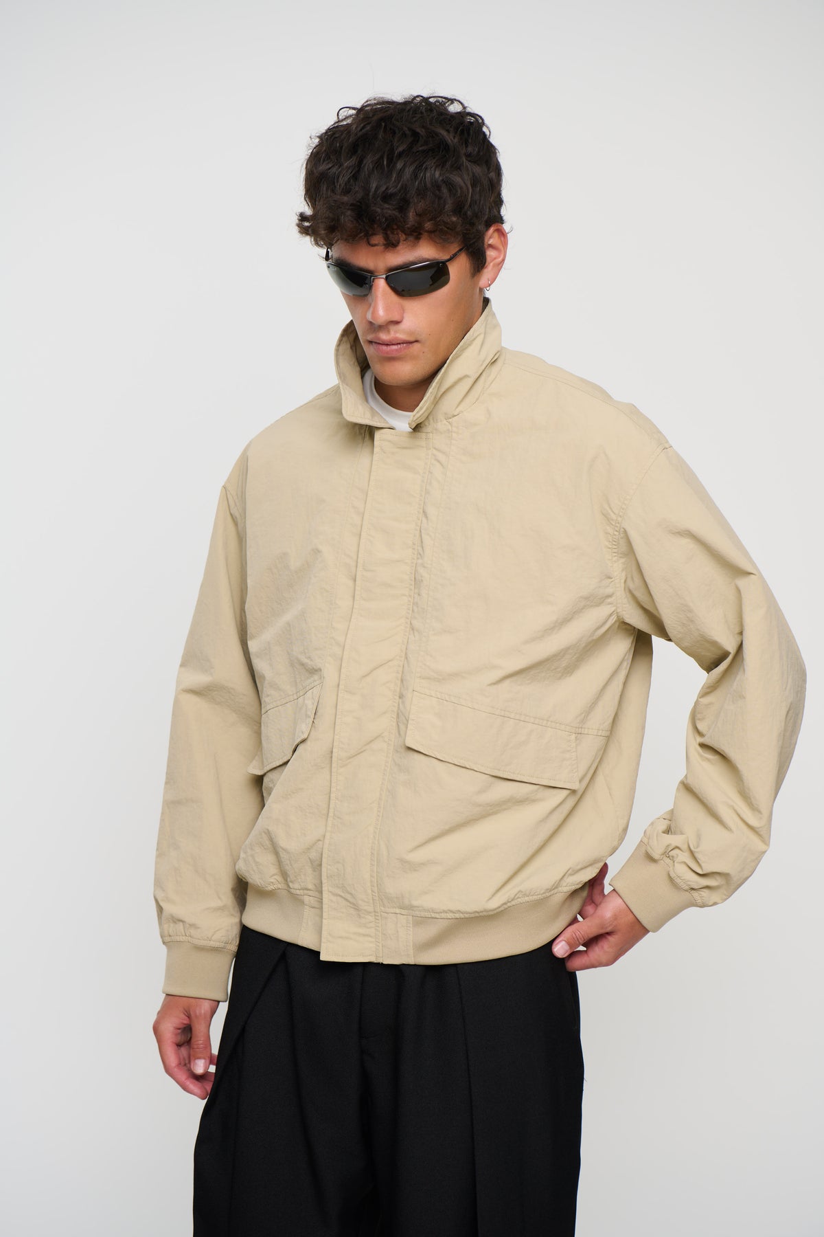 Evans Ribbed Bomber Beige