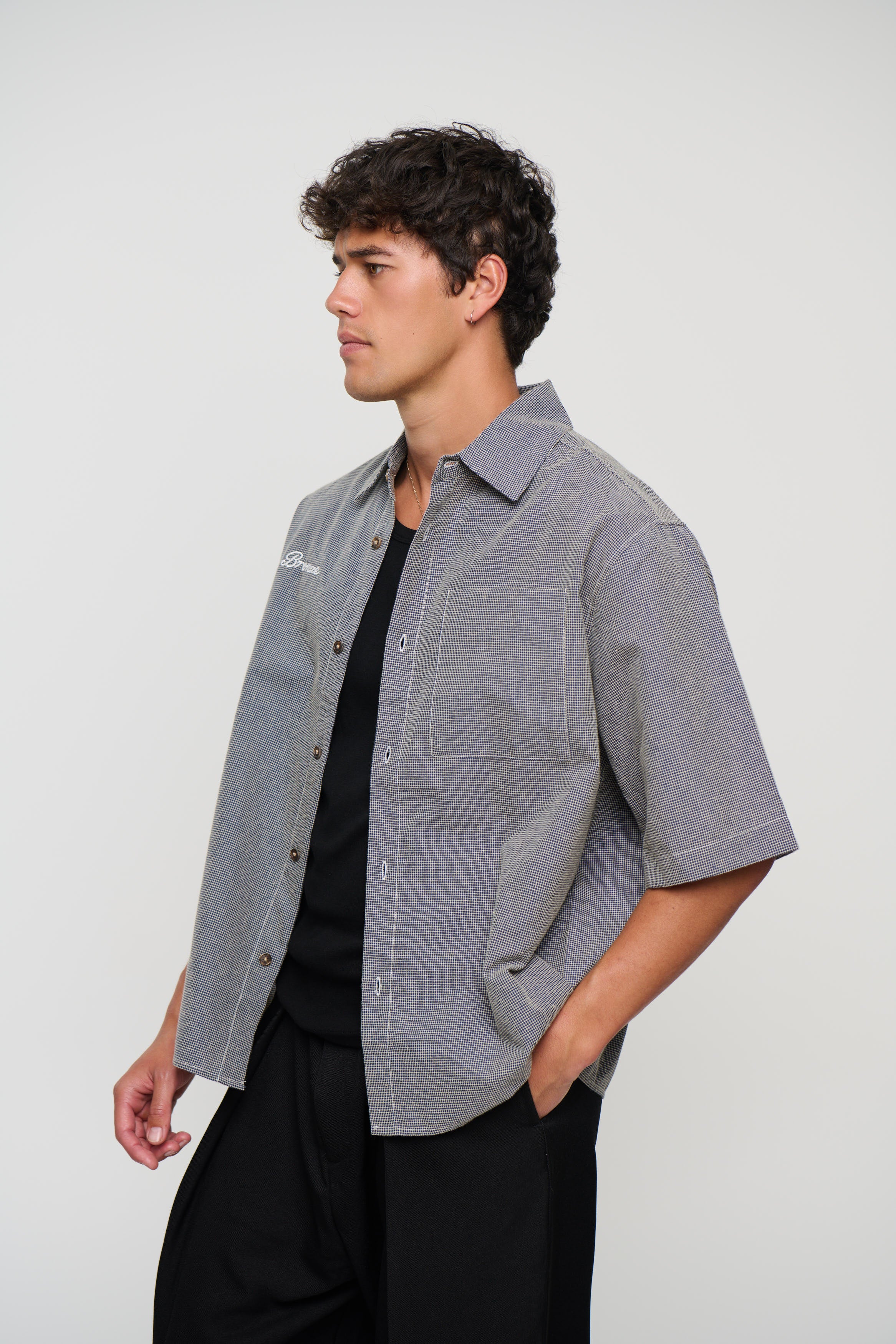 Scott Shirt Check Blue Embroidery