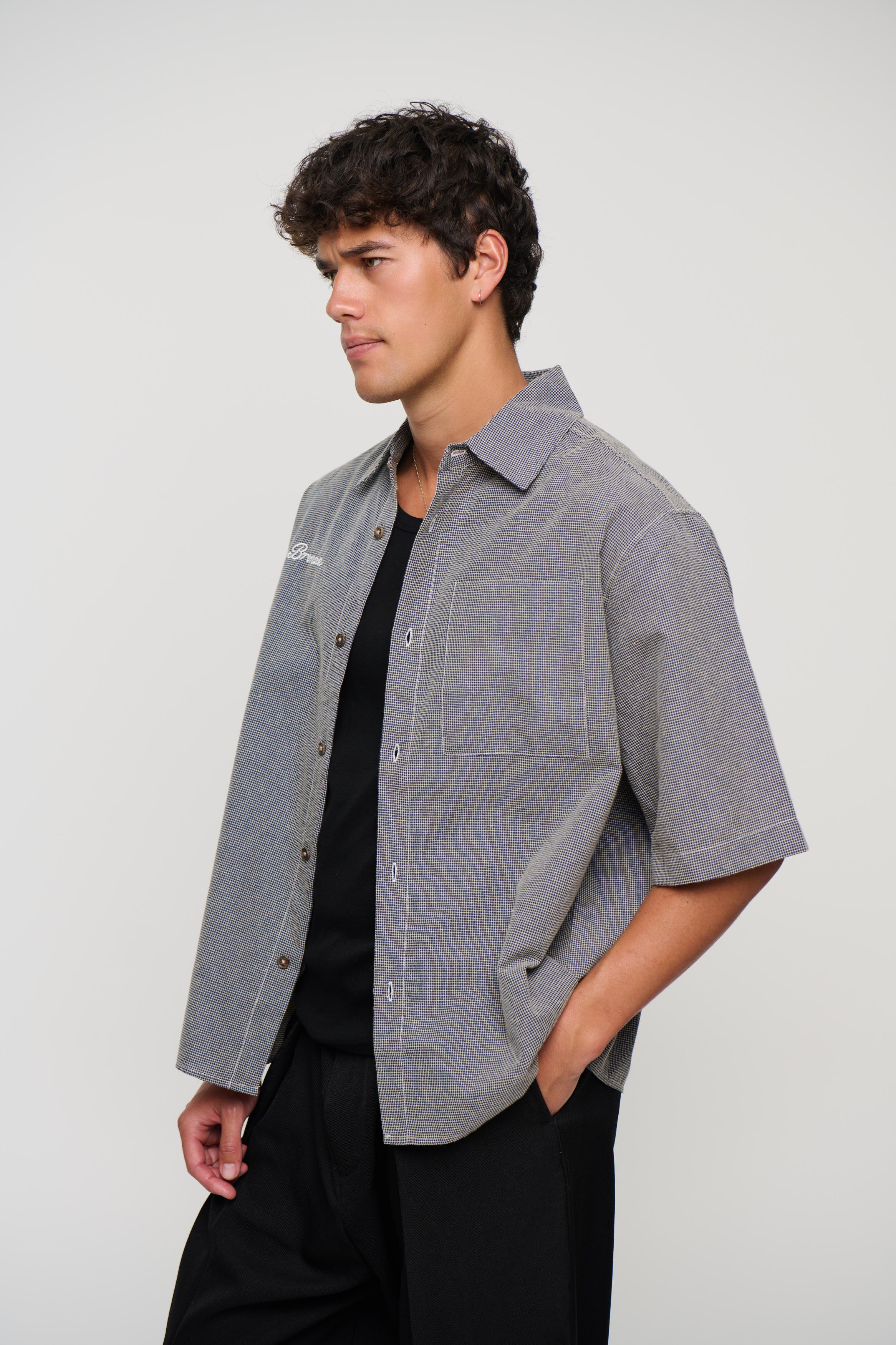Scott Shirt Check Blue Embroidery