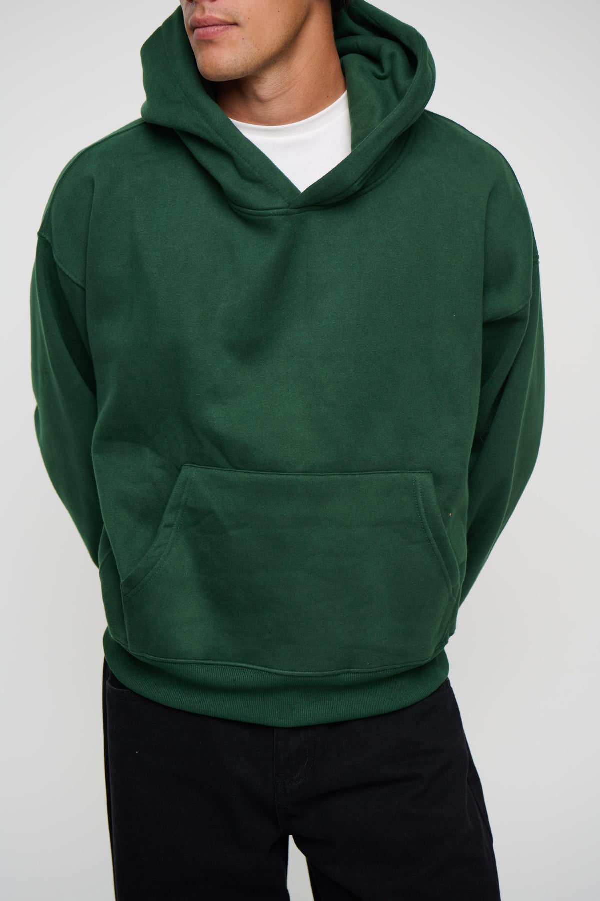 Roman Cropped Drop Hoodie Forest