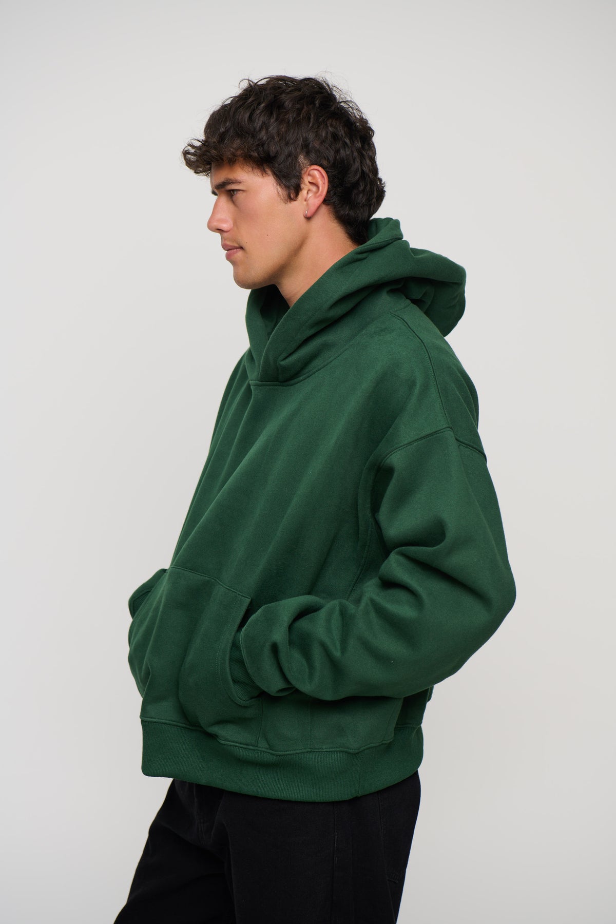 Roman Cropped Drop Hoodie Forest