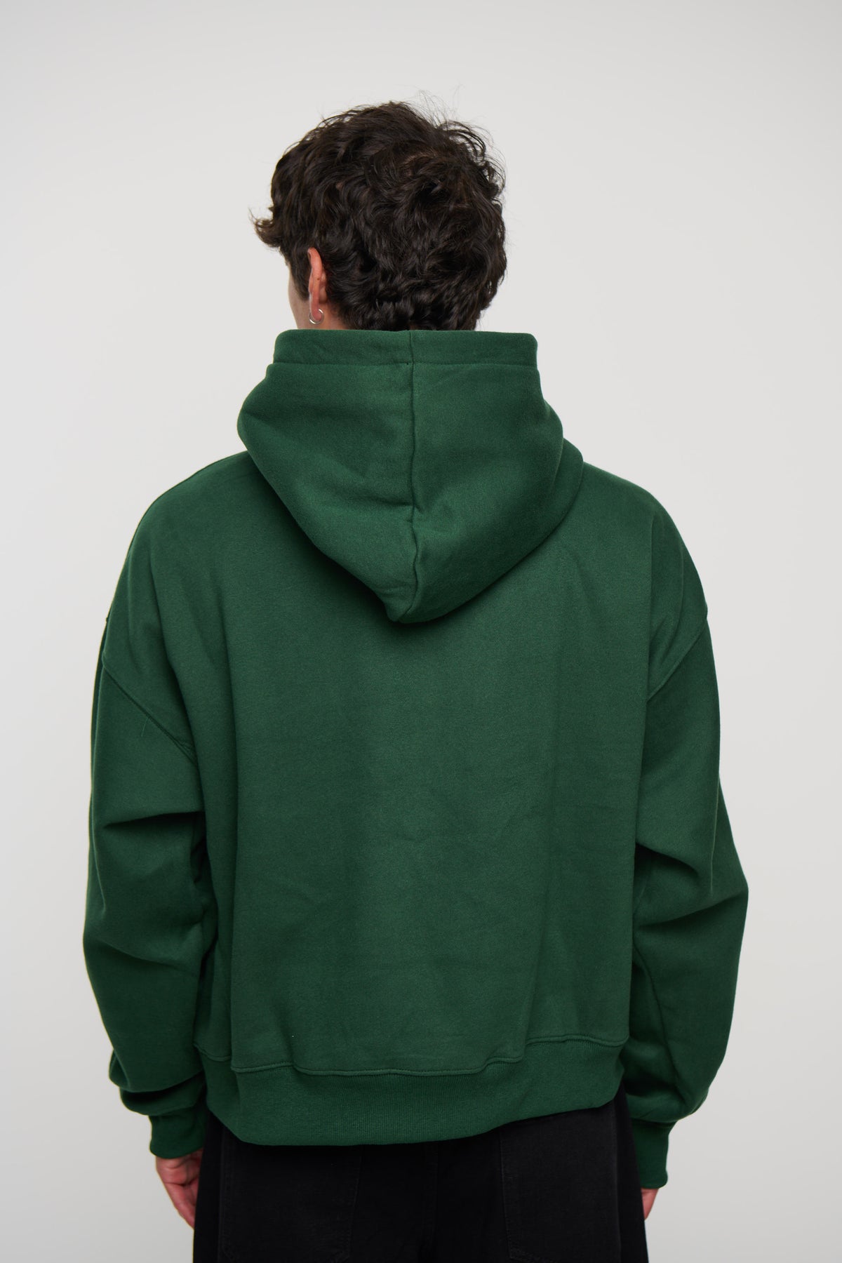 Roman Cropped Drop Hoodie Forest