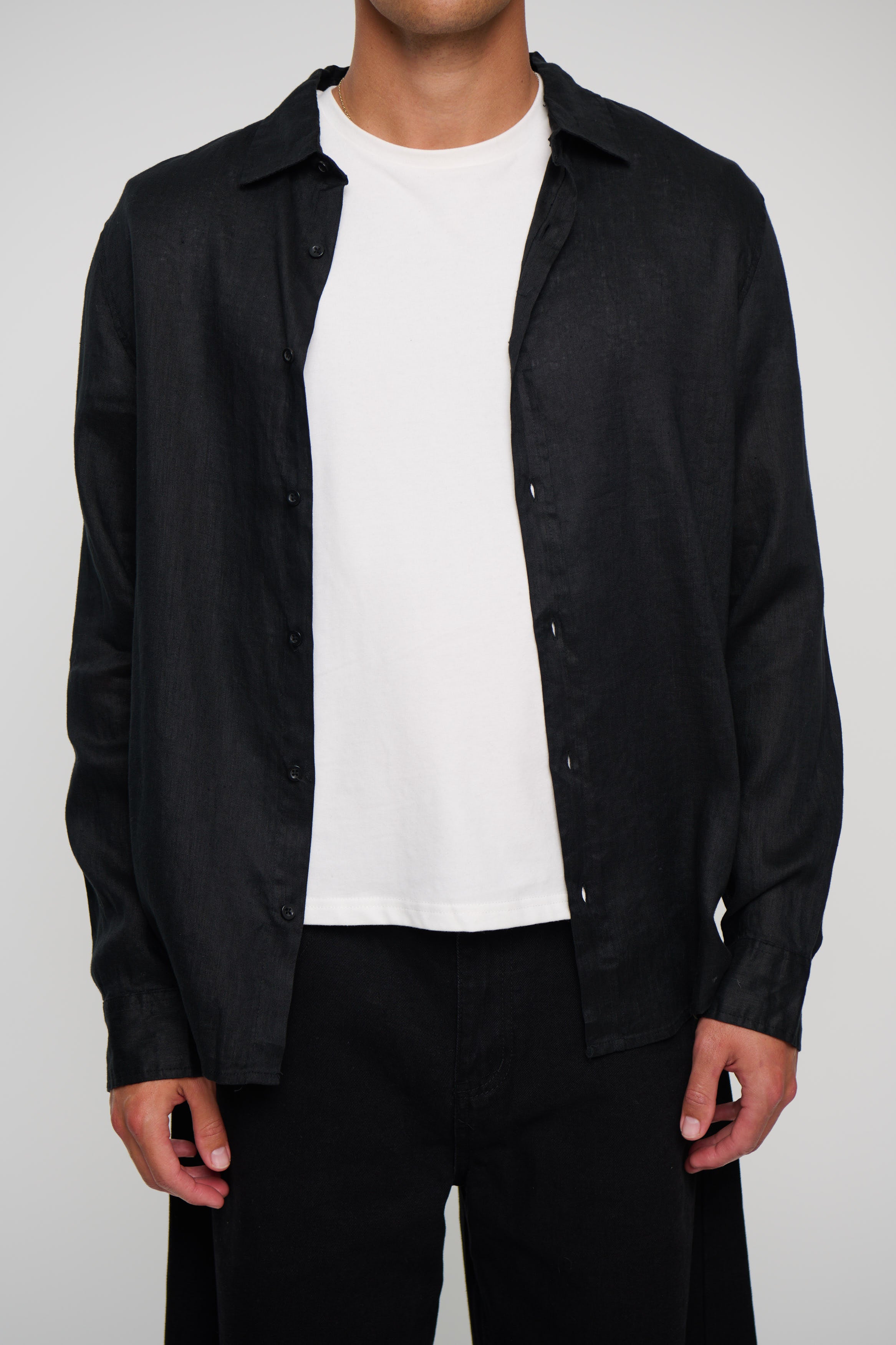 Luca Linen Shirt Black