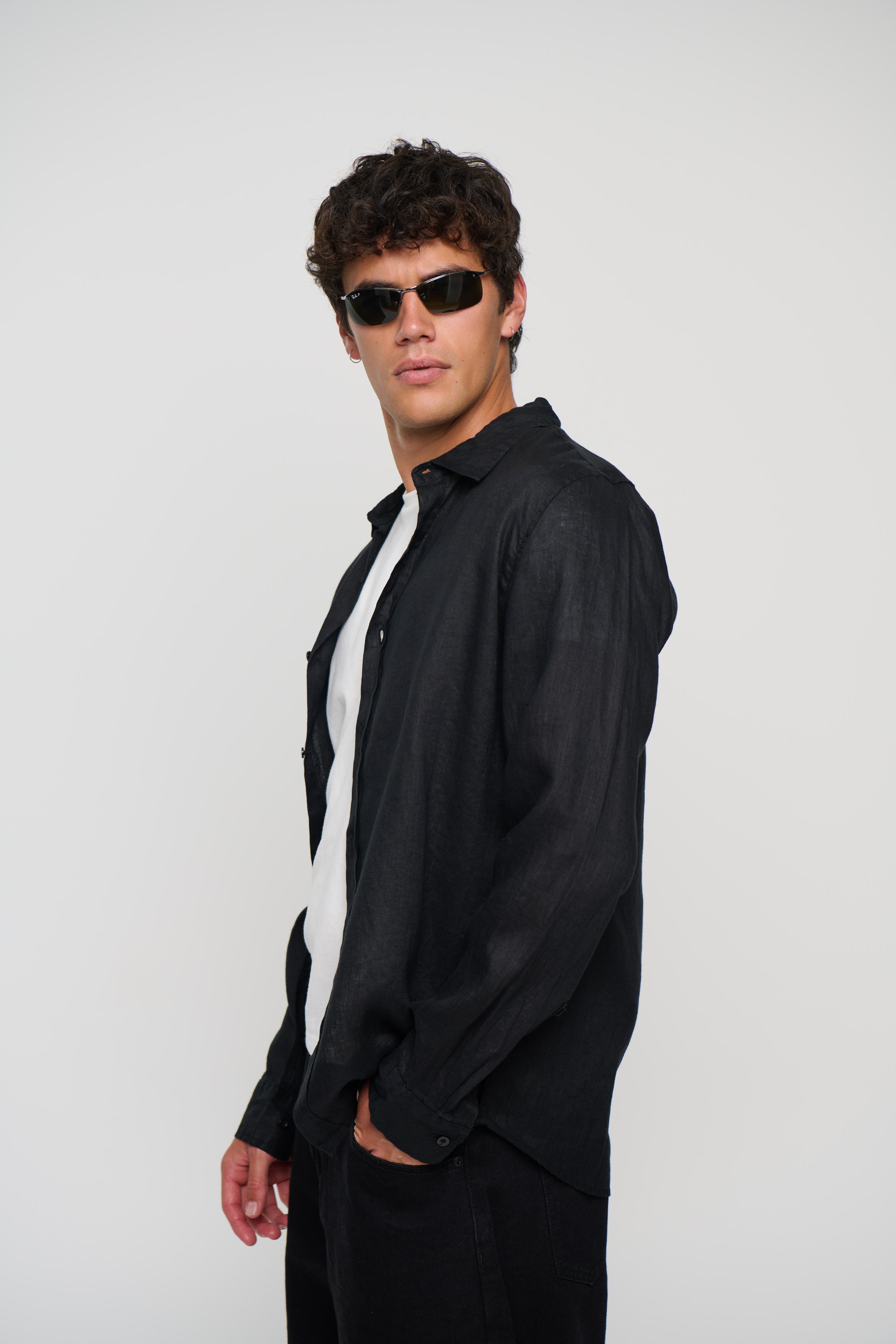 Luca Linen Shirt Black