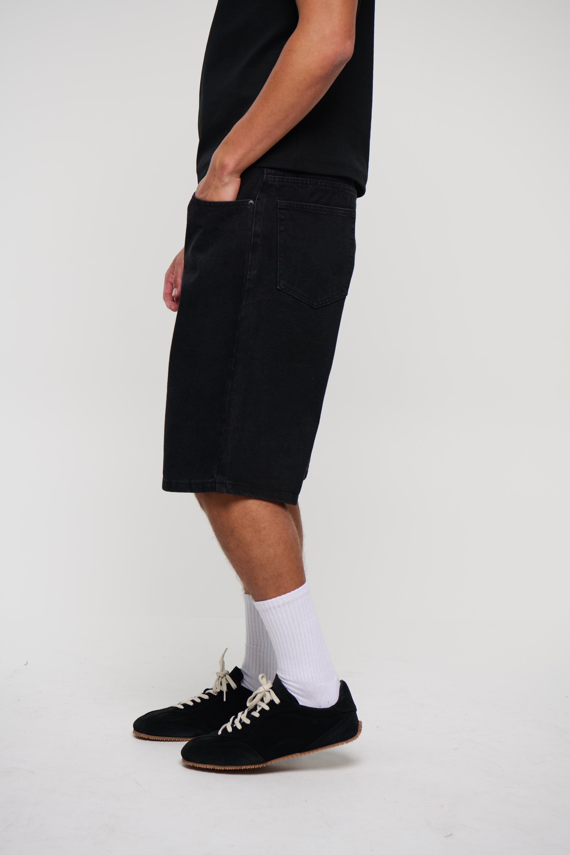 Flint Baggy Denim Jort Black