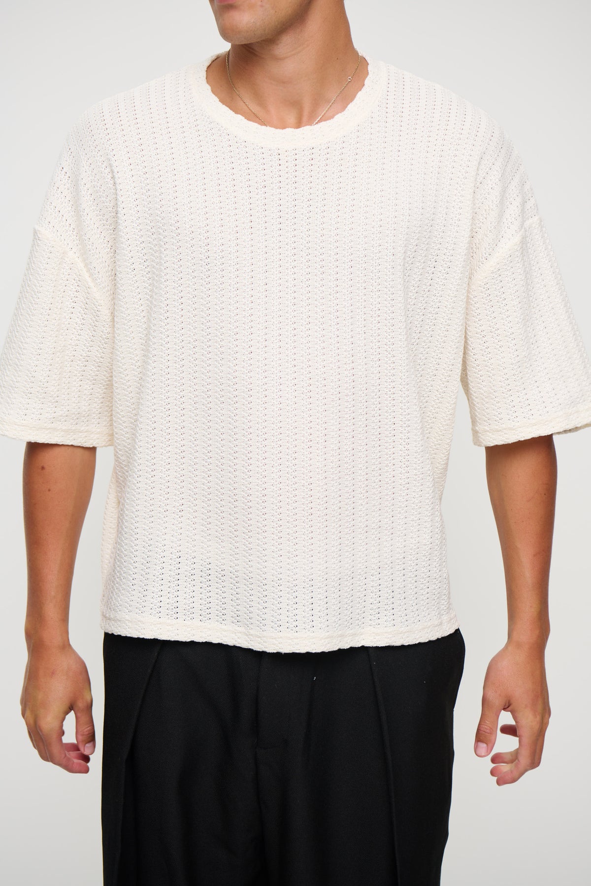 Vinnie Two Thread Stitch Tee White
