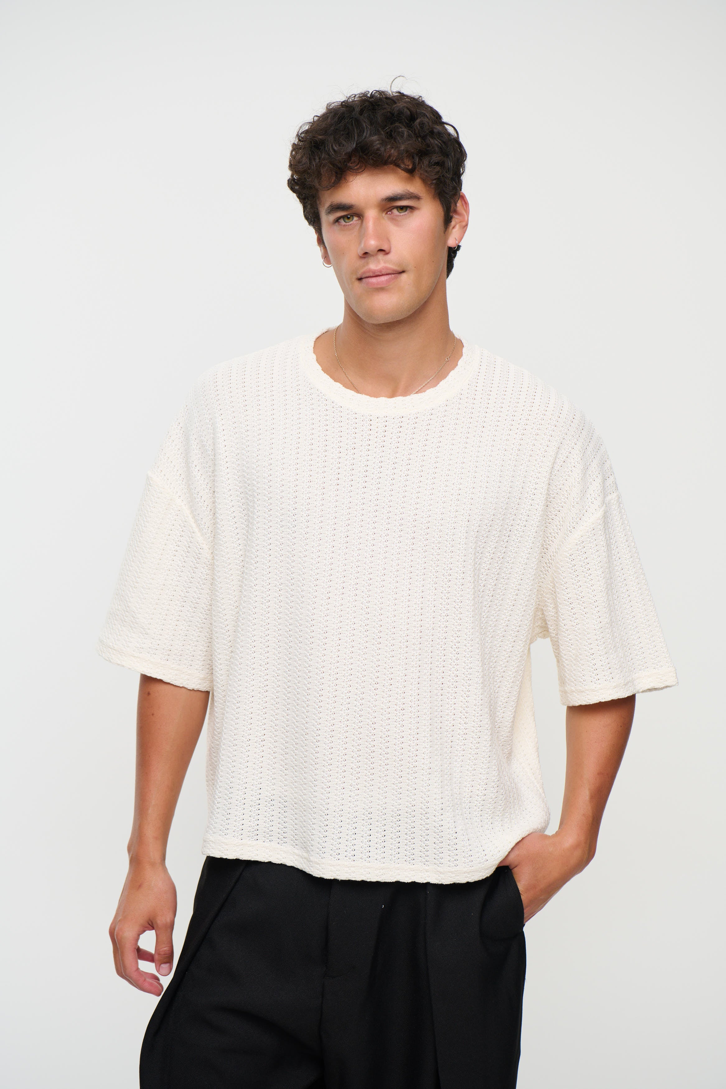 Vinnie Two Thread Stitch Tee White