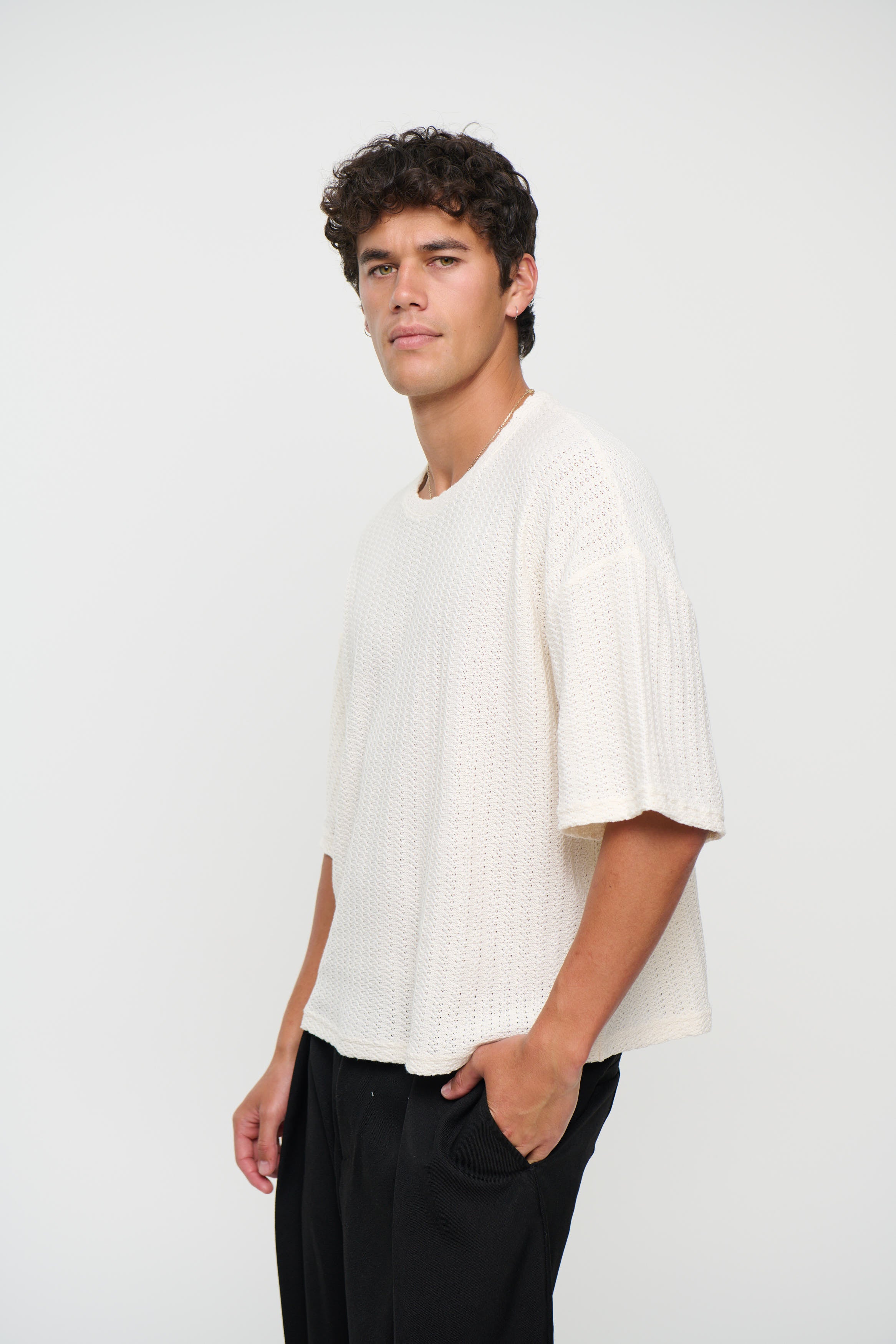 Vinnie Two Thread Stitch Tee White