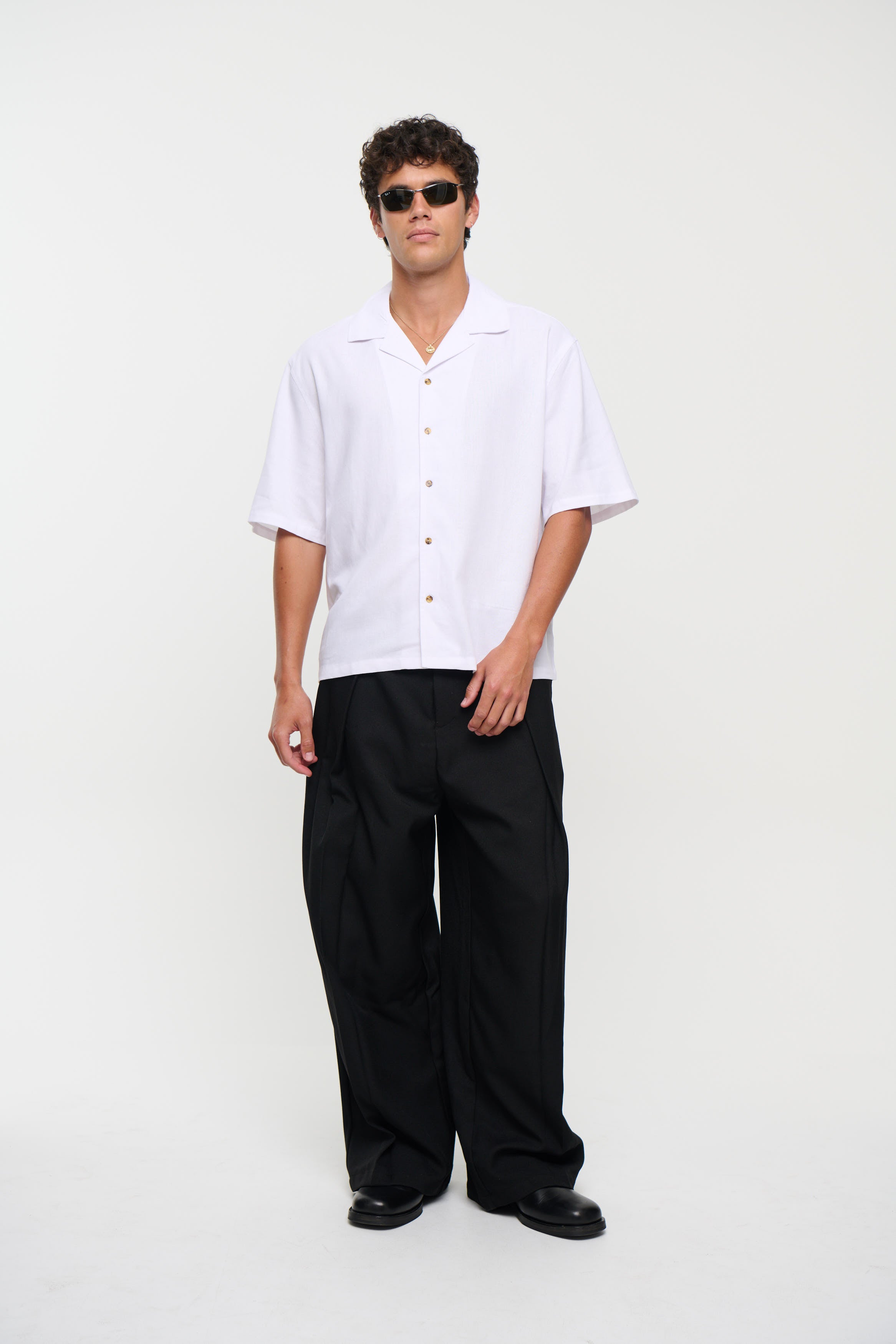Raf Cropped Shirt Linen White
