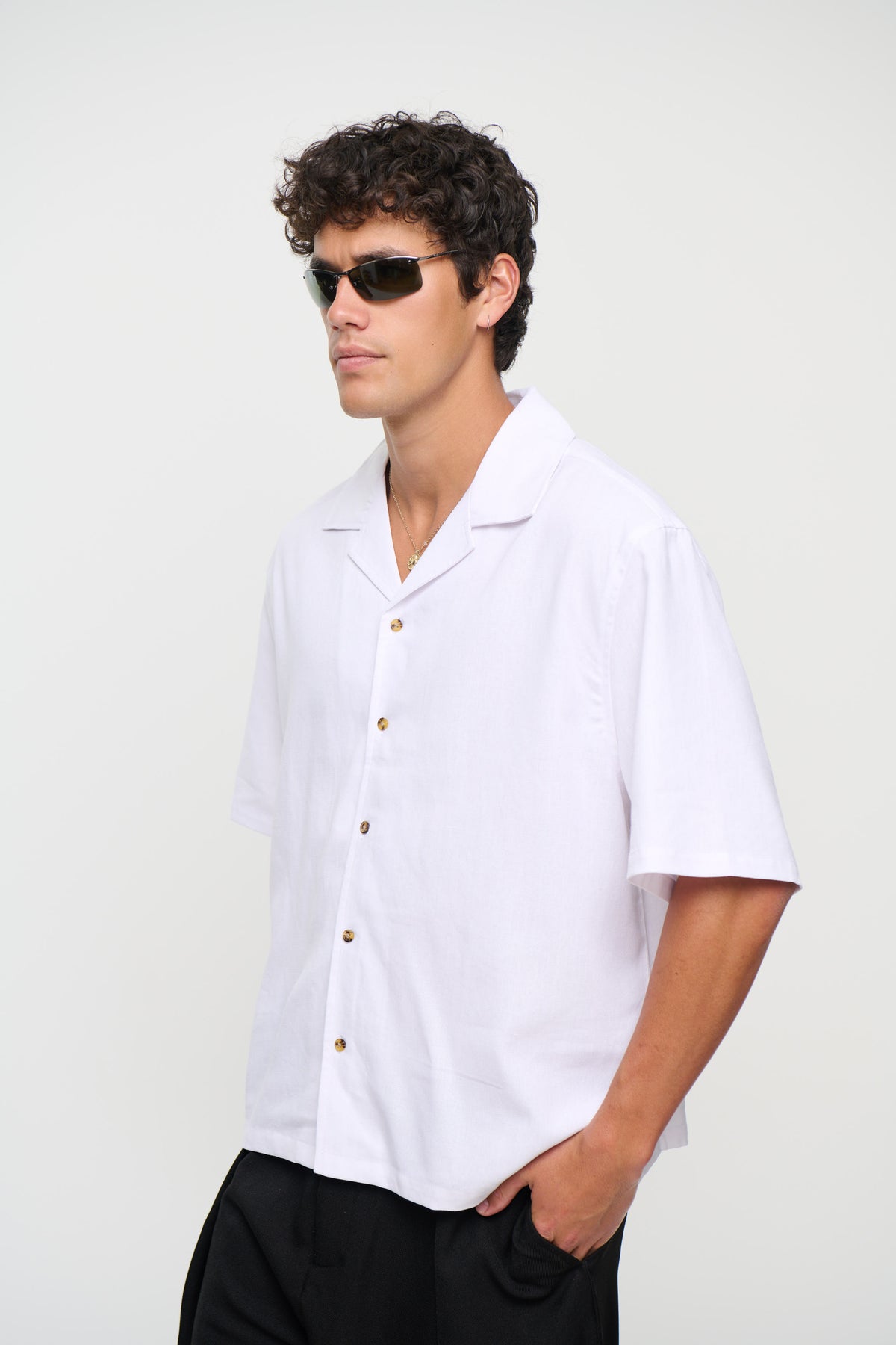 Raf Cropped Shirt Linen White