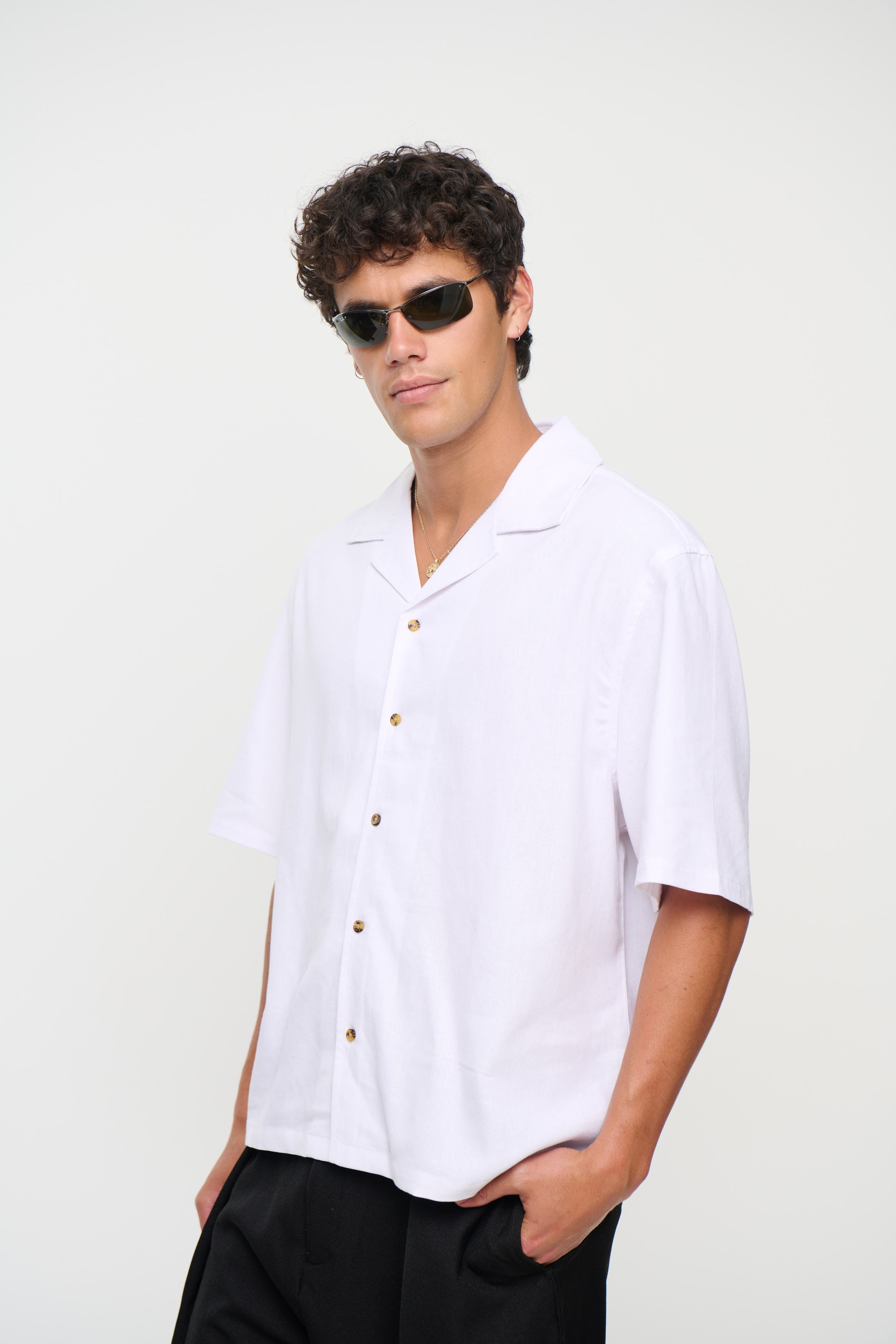 Raf Cropped Shirt Linen White