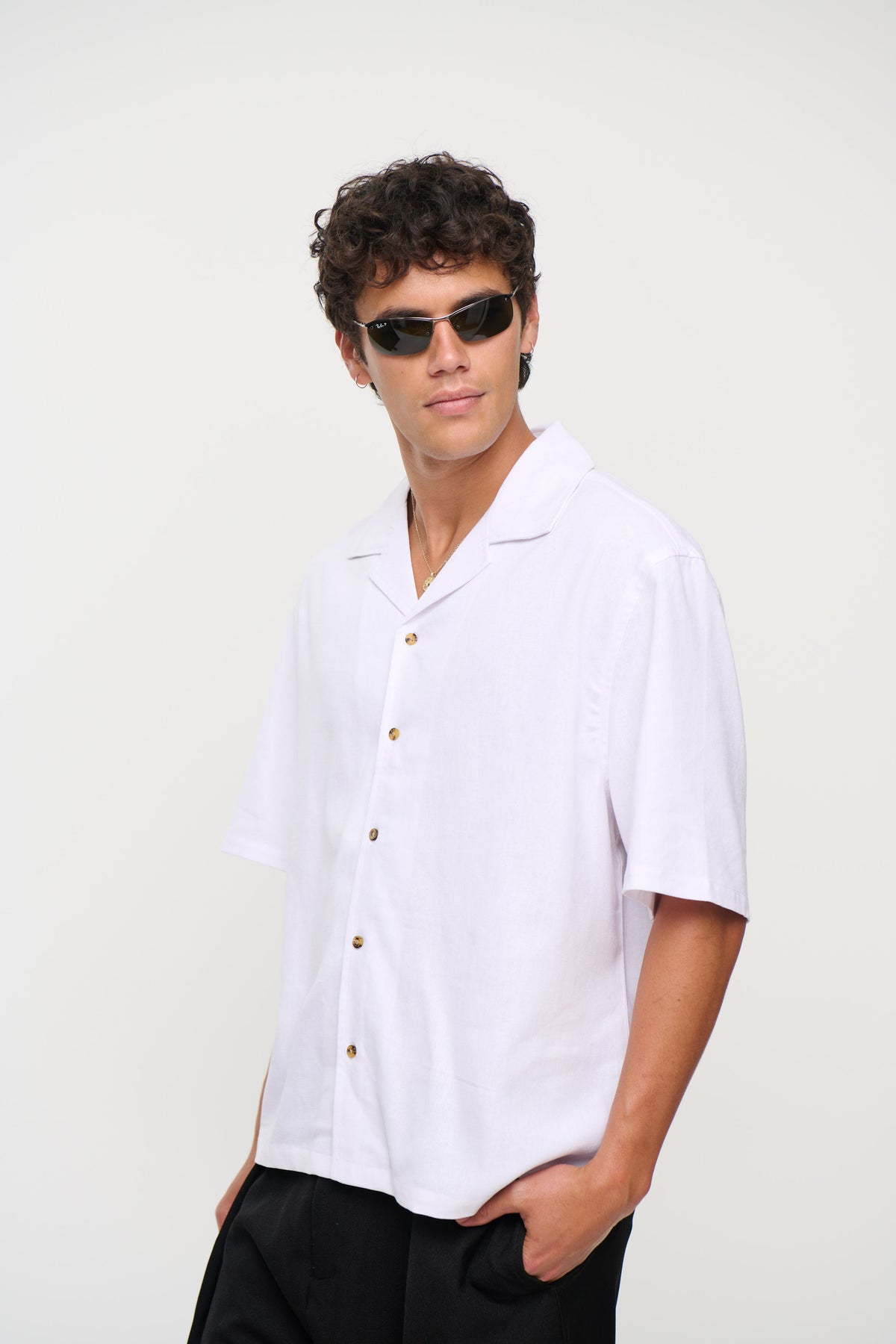 Raf Cropped Shirt Linen White