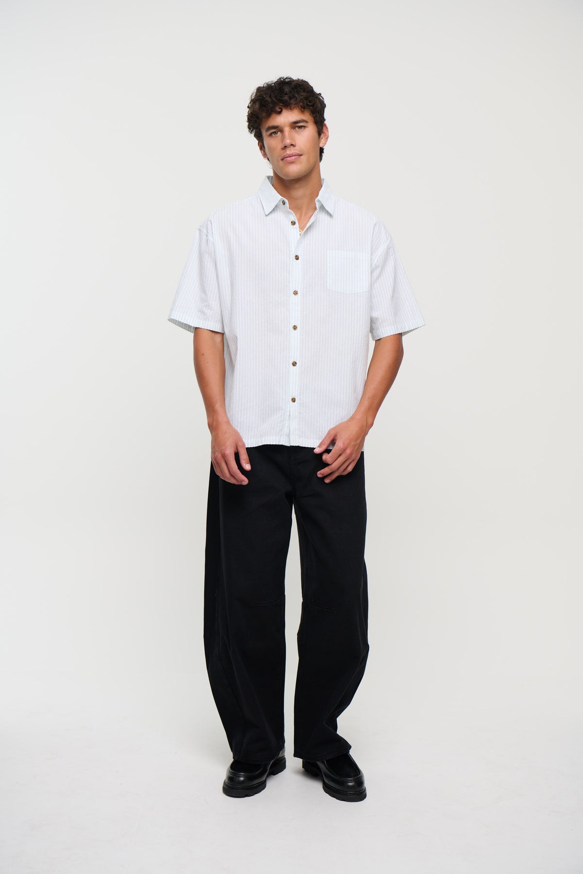 Nathaniel Drop Shirt Stripe Sage