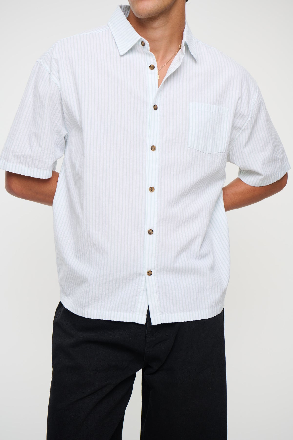 Nathaniel Drop Shirt Stripe Sage