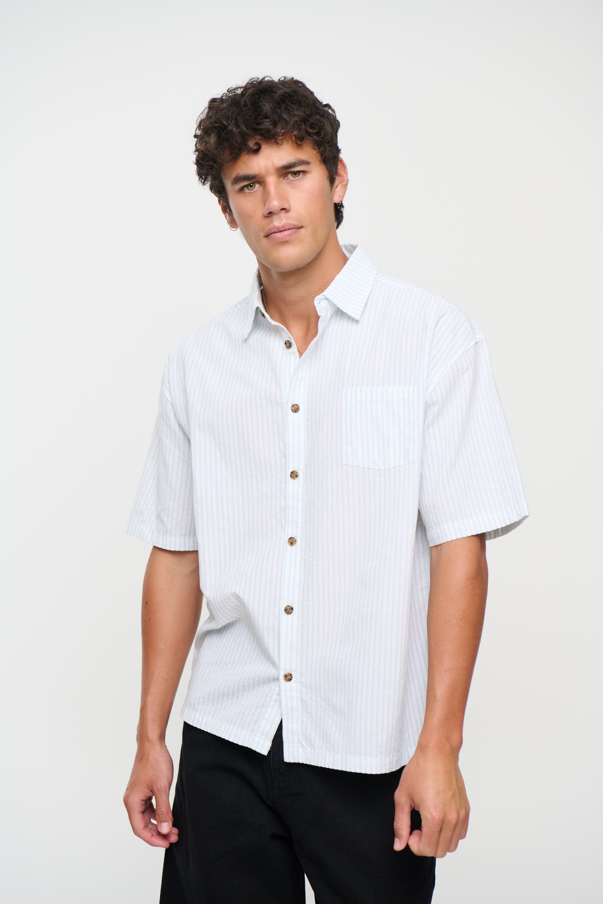Nathaniel Drop Shirt Stripe Sage