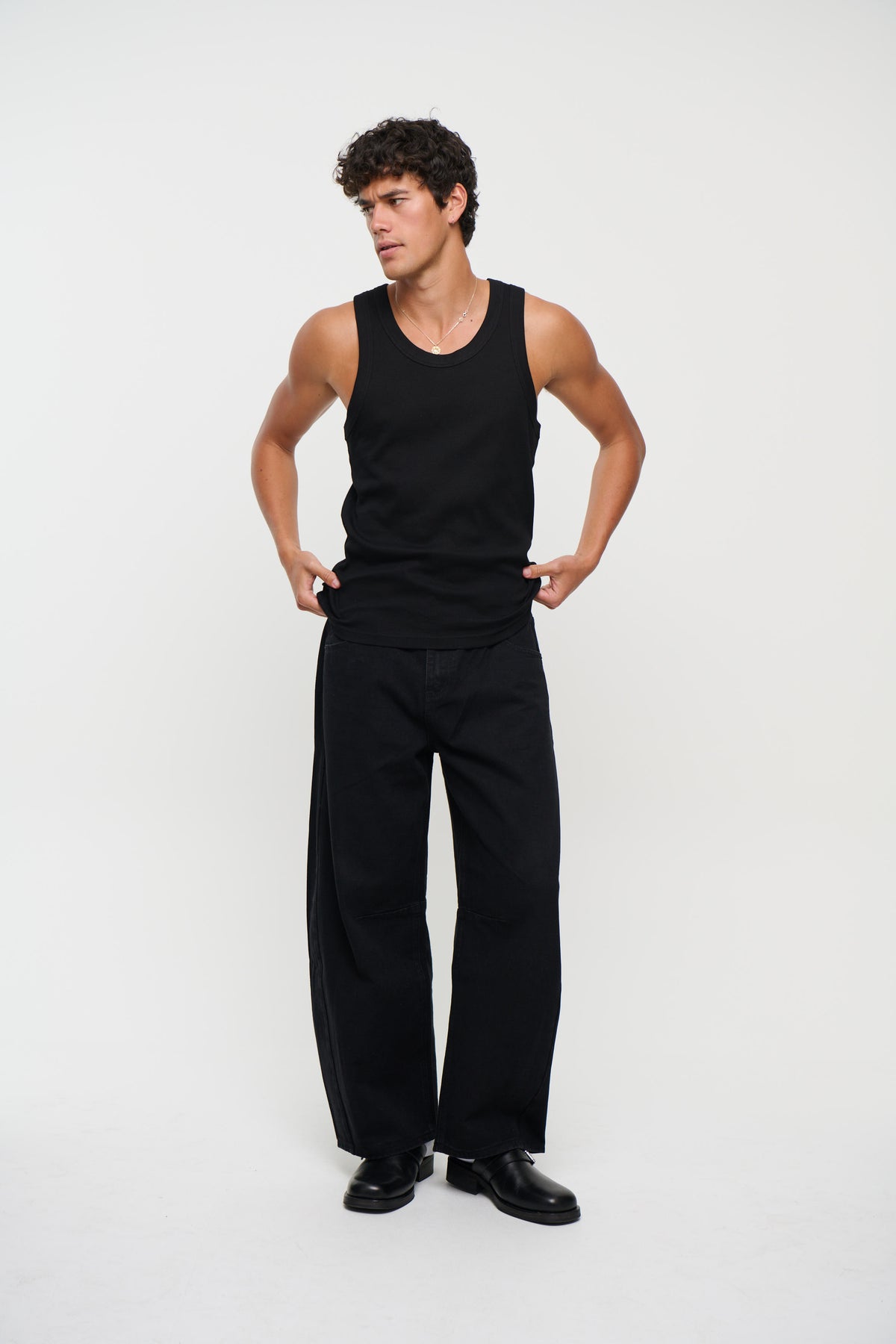 Silv Baggy Drawstring Denim Black
