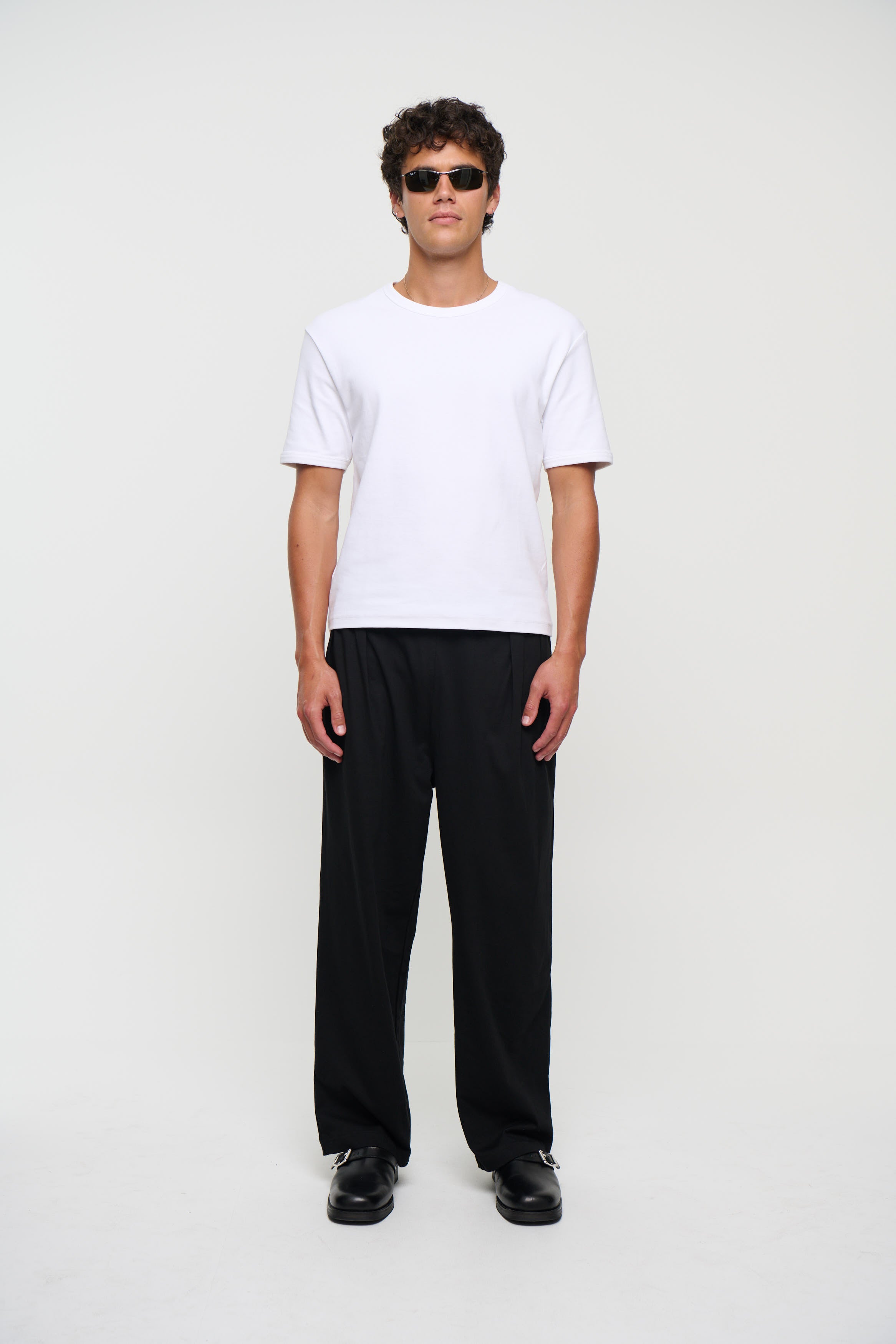 Relaxed Tailored Cotton Suit Pant Black