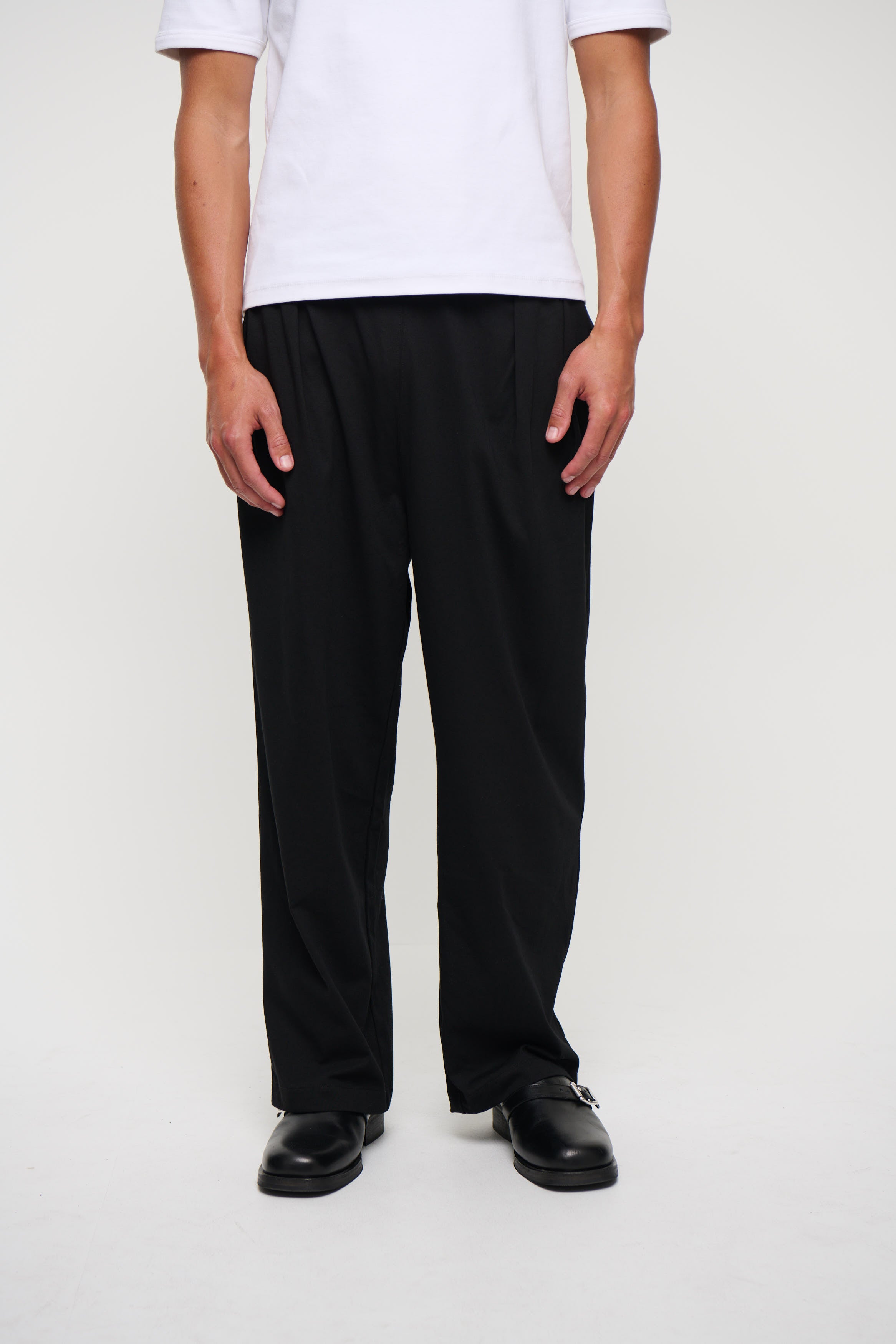 Relaxed Tailored Cotton Suit Pant Black