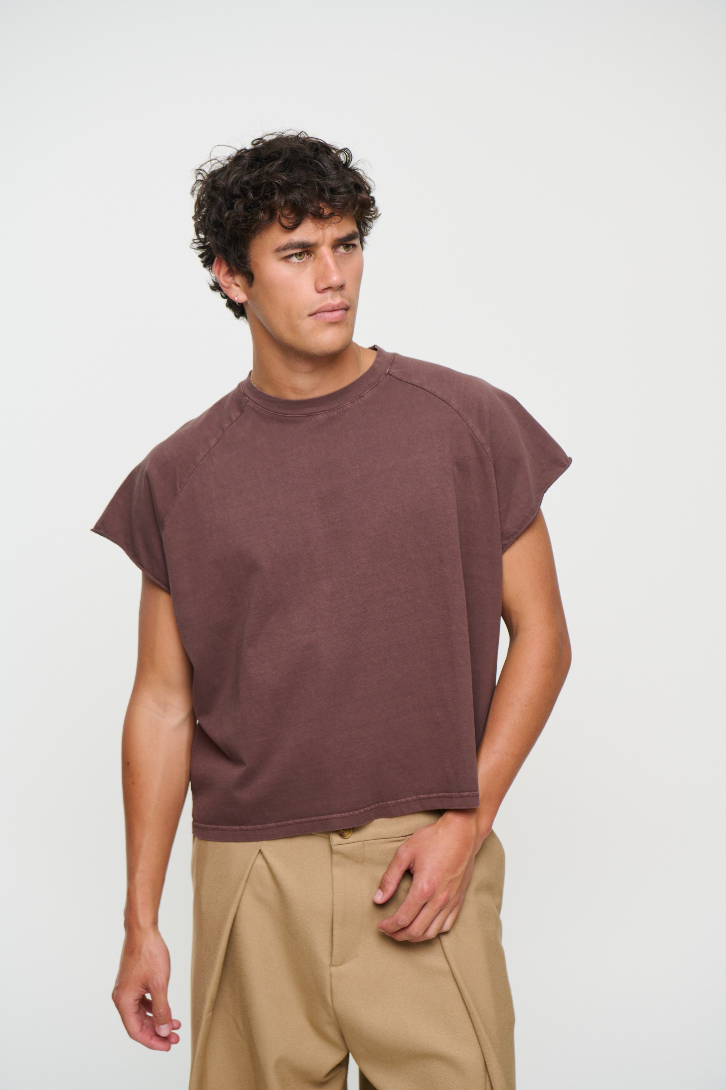 Raglan Crop Box Tank Choc