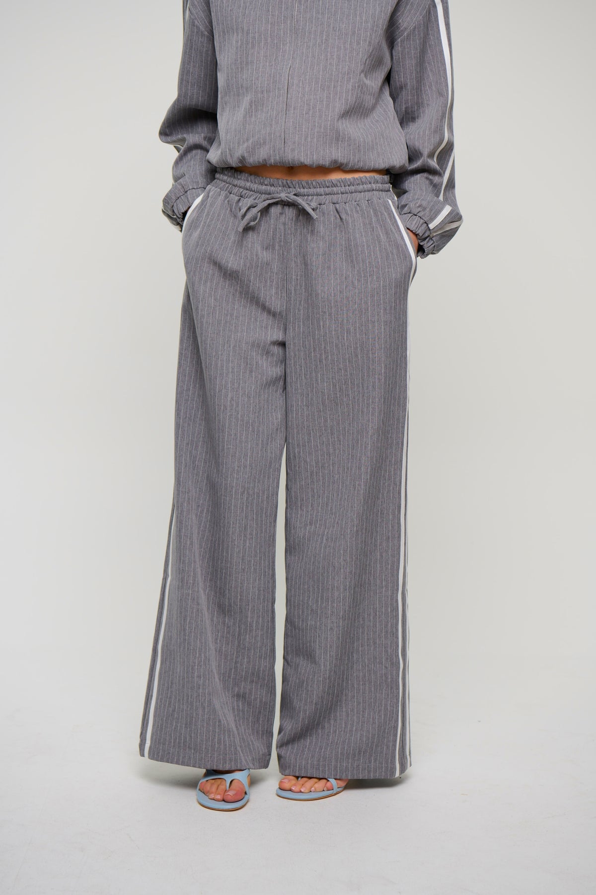 Ramona Pinstripe Pant Grey
