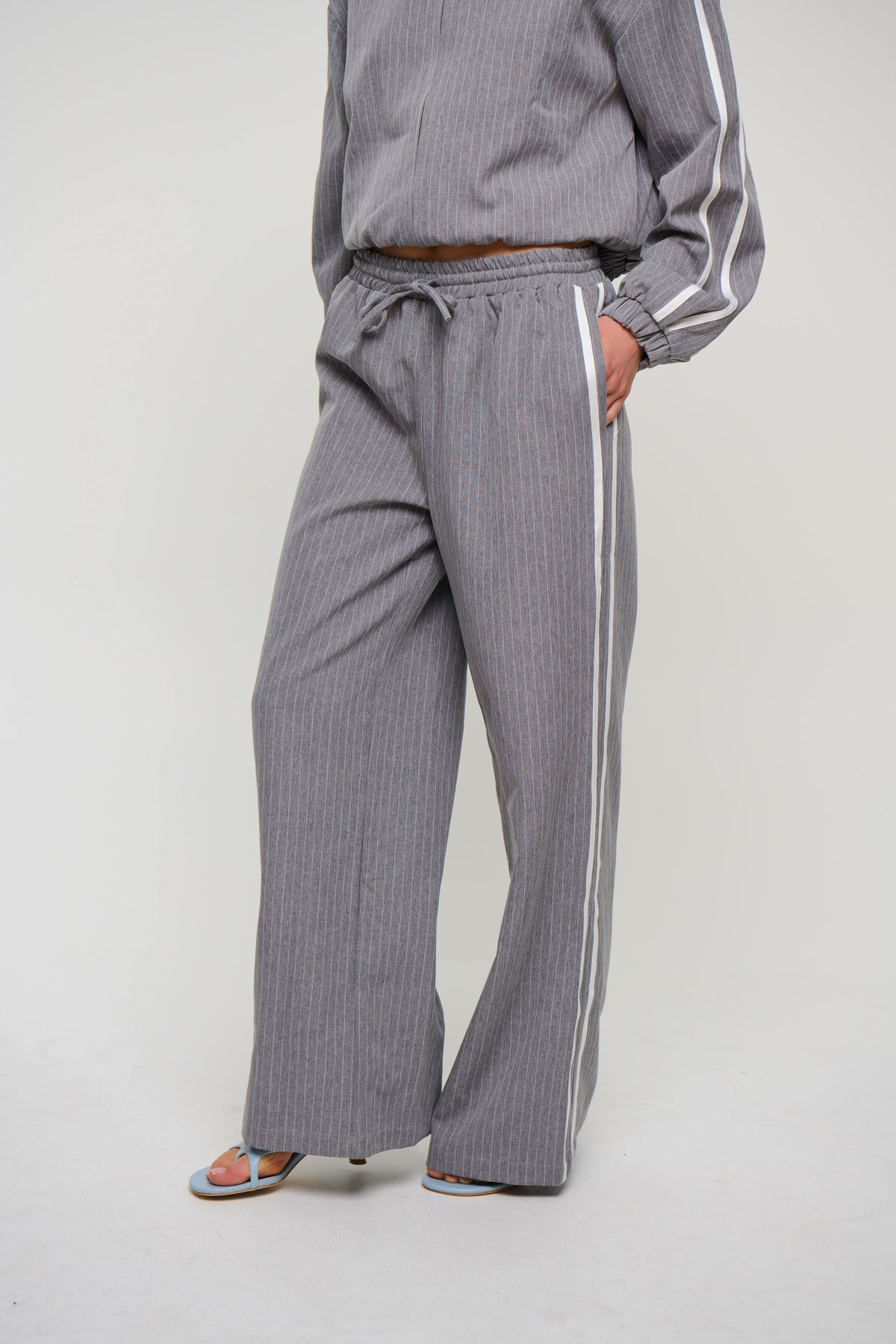Ramona Pinstripe Pant Grey