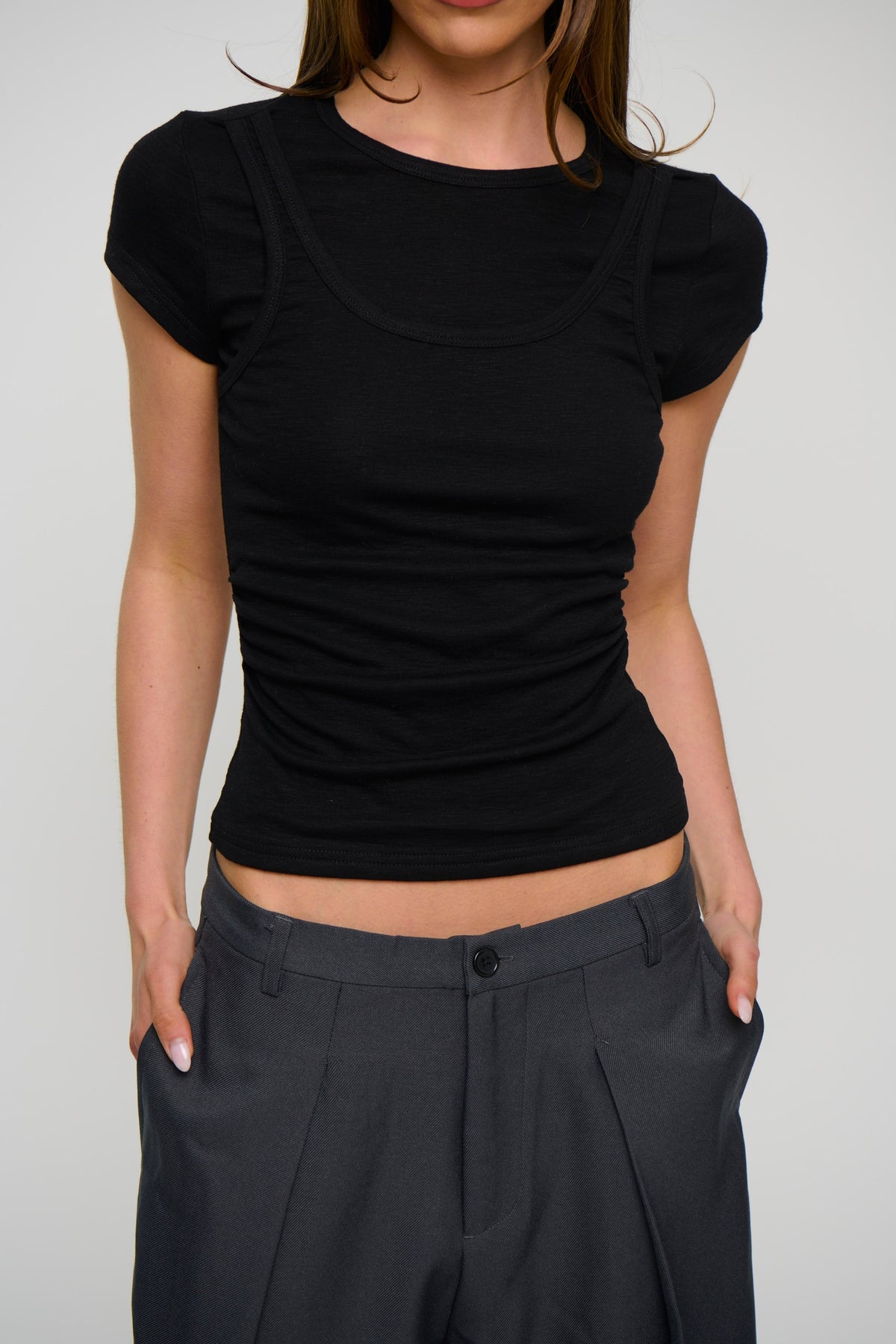 Tianna Layered Tee Black