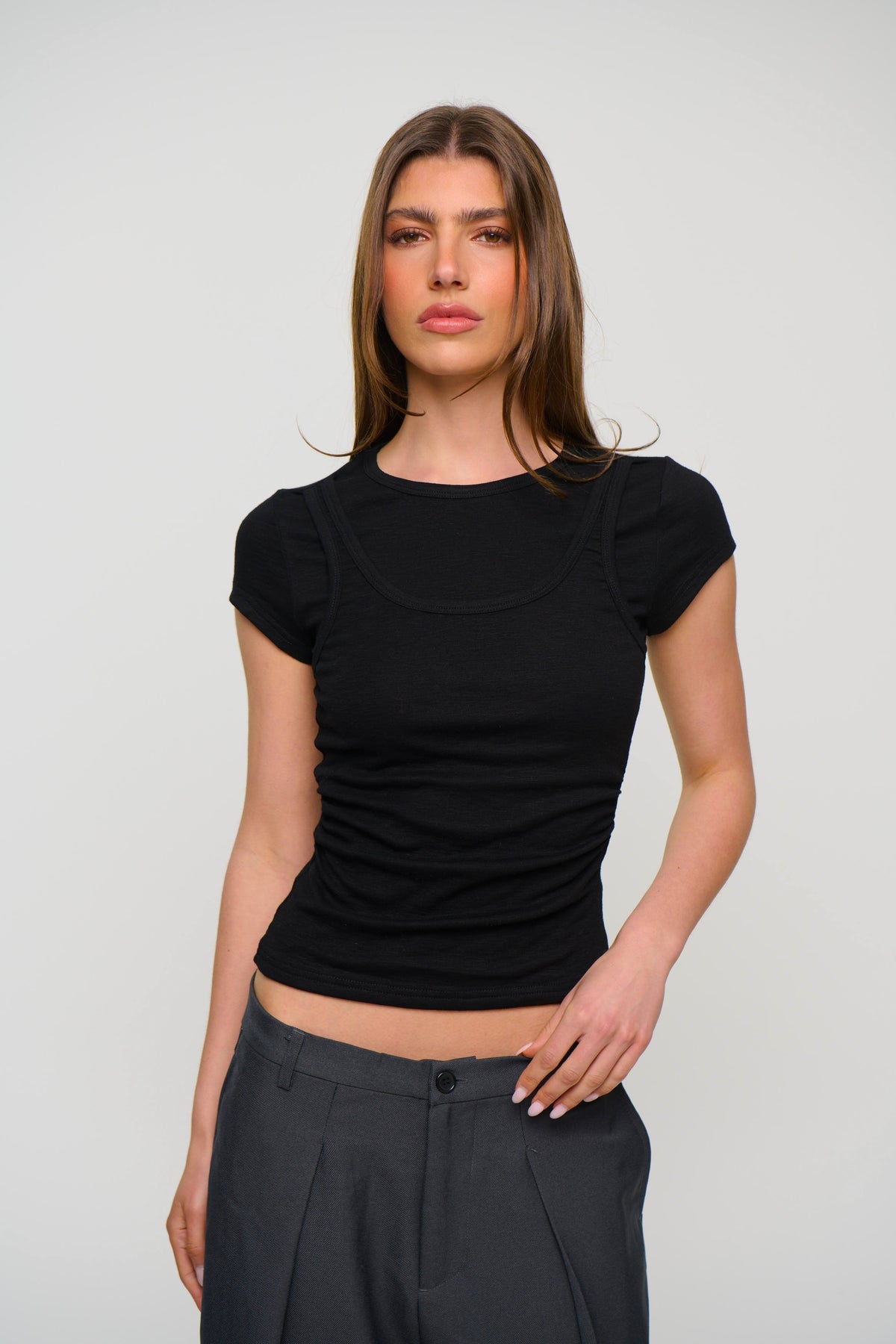 Tianna Layered Tee Black