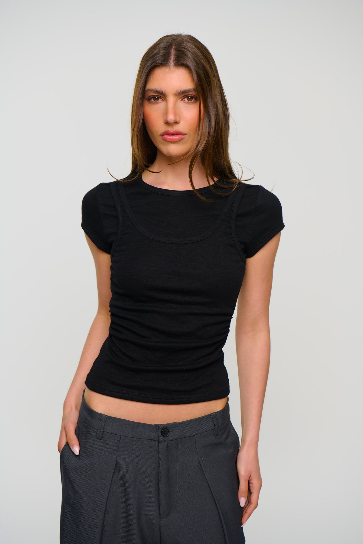 Tianna Layered Tee Black