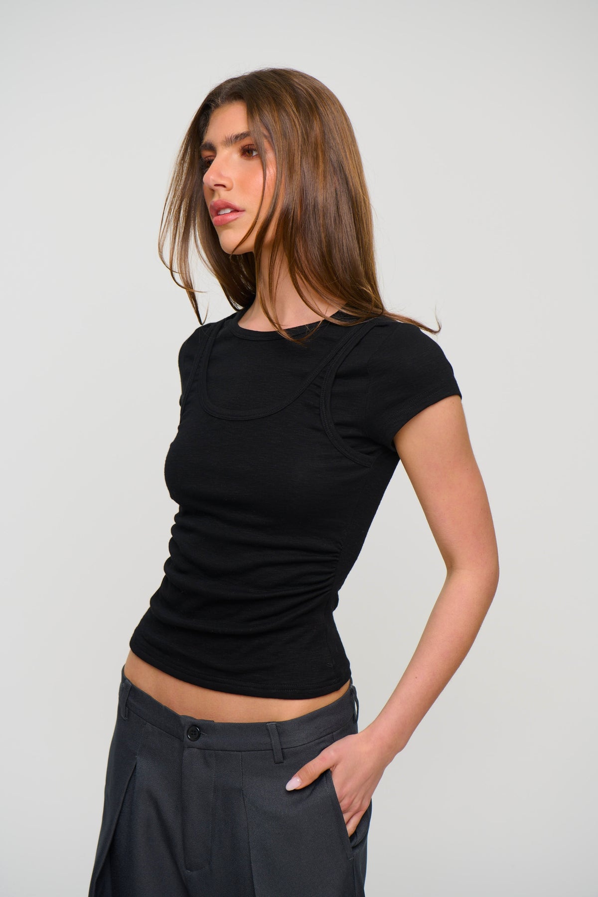 Tianna Layered Tee Black