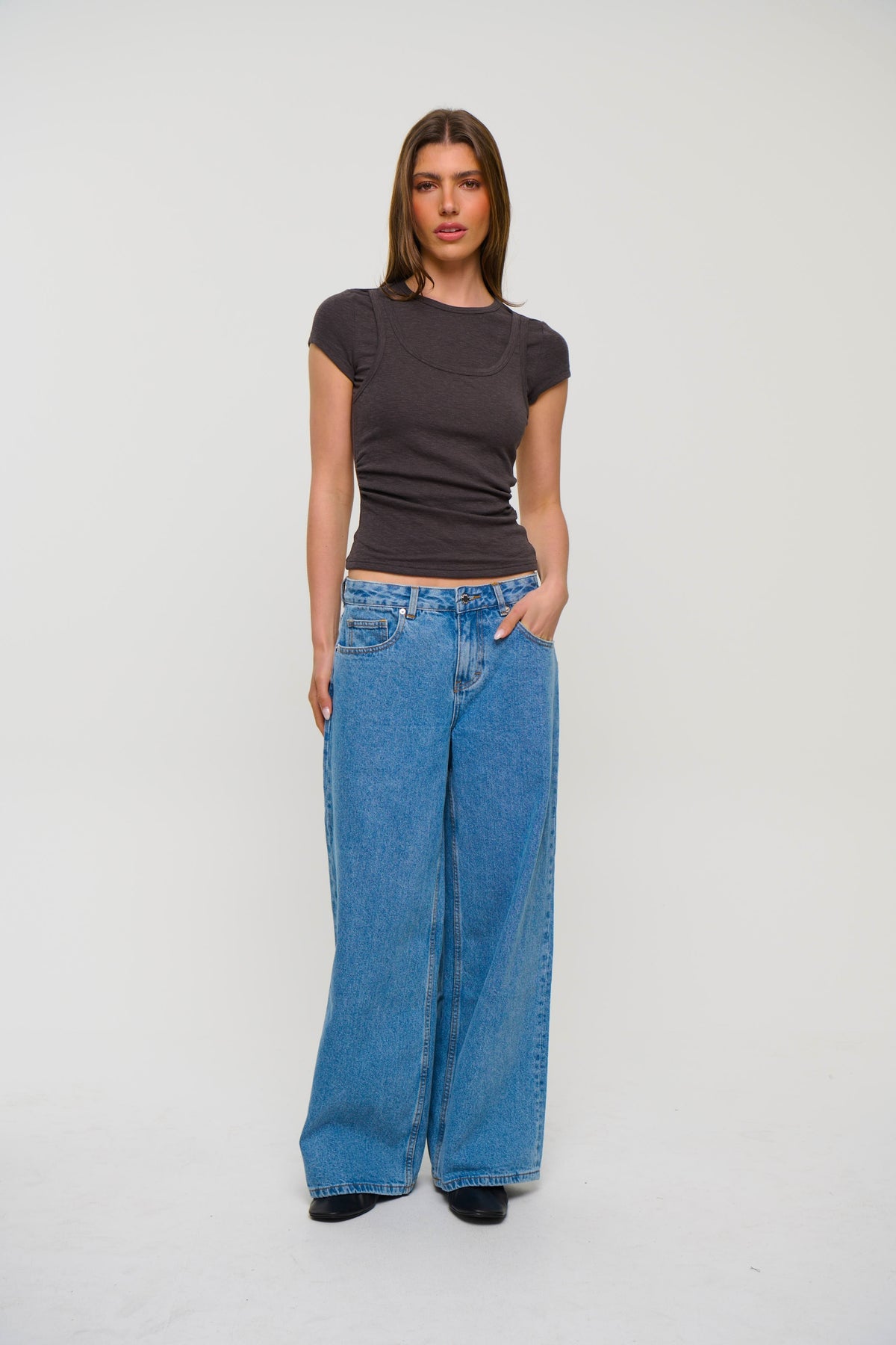 Tianna Layered Tee Dark Grey