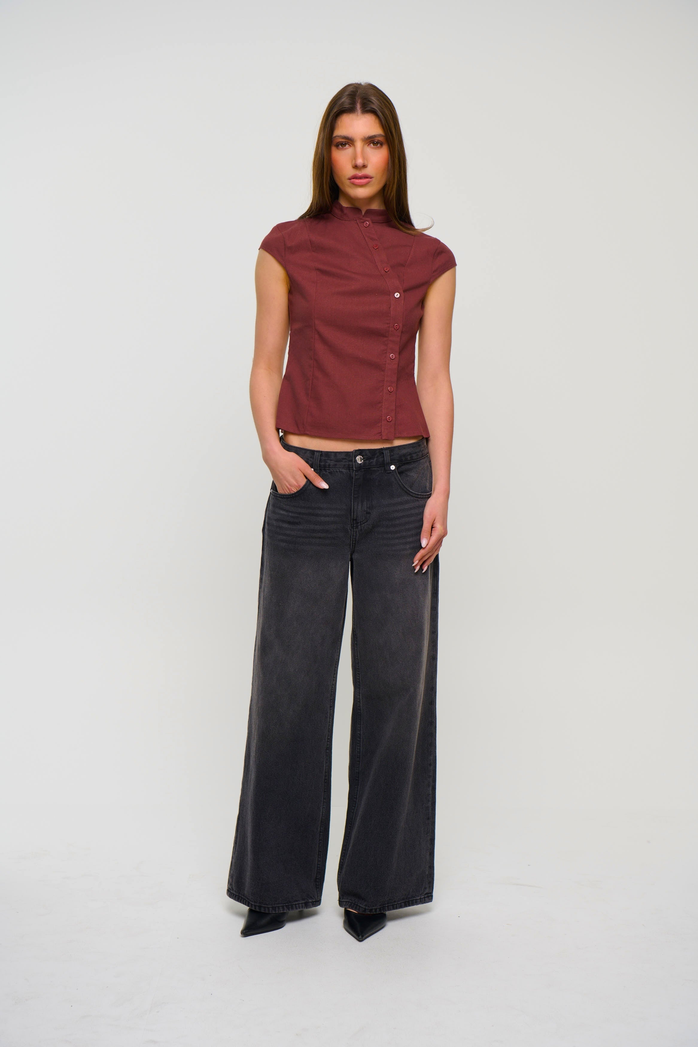 Renay Button Up Chocolate