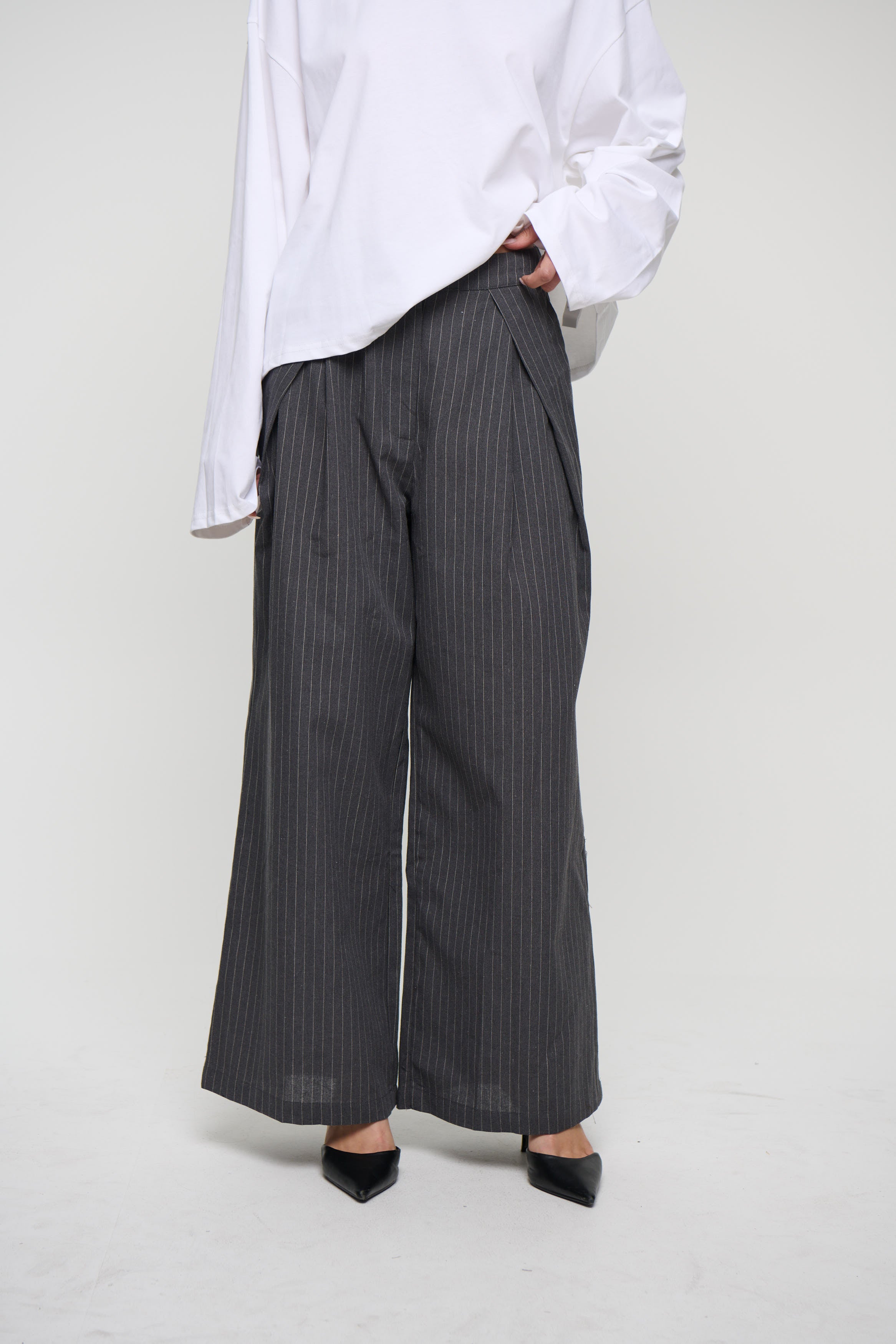 Josie Pinstripe Pant Charcoal