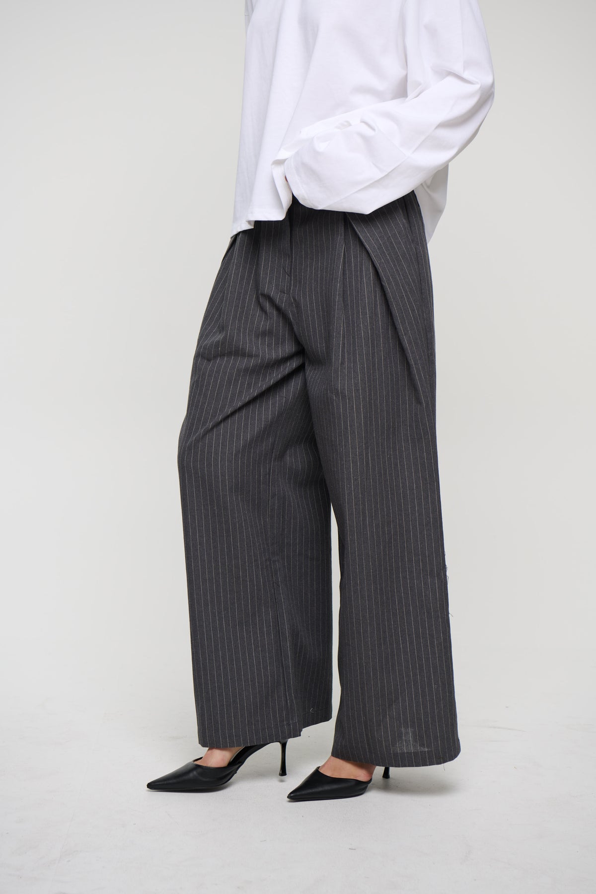 Josie Pinstripe Pant Charcoal