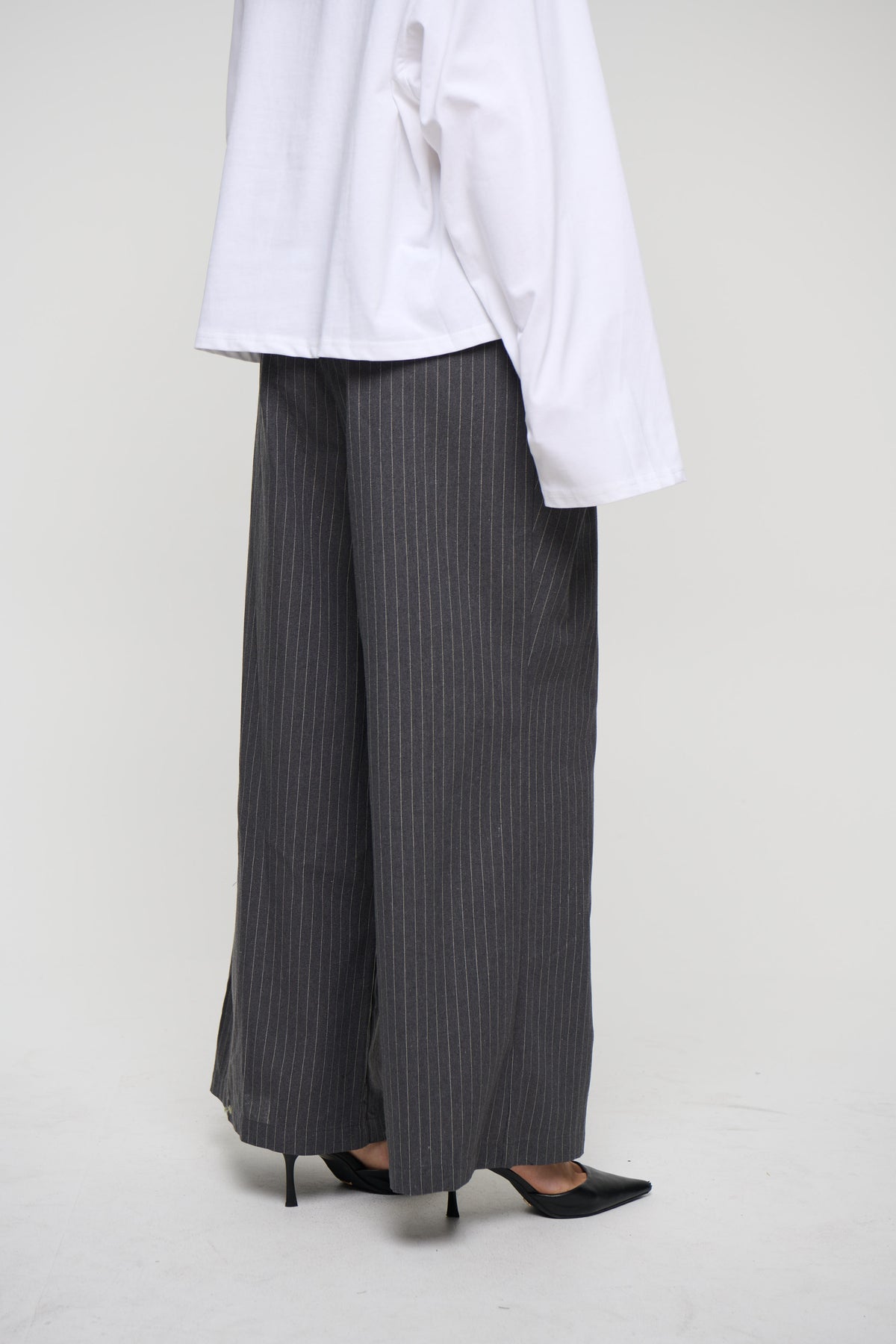 Josie Pinstripe Pant Charcoal