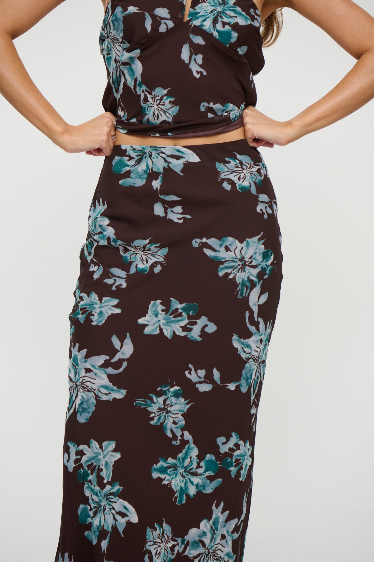 Chloe Floral Skirt Chocolate - FINAL SALE